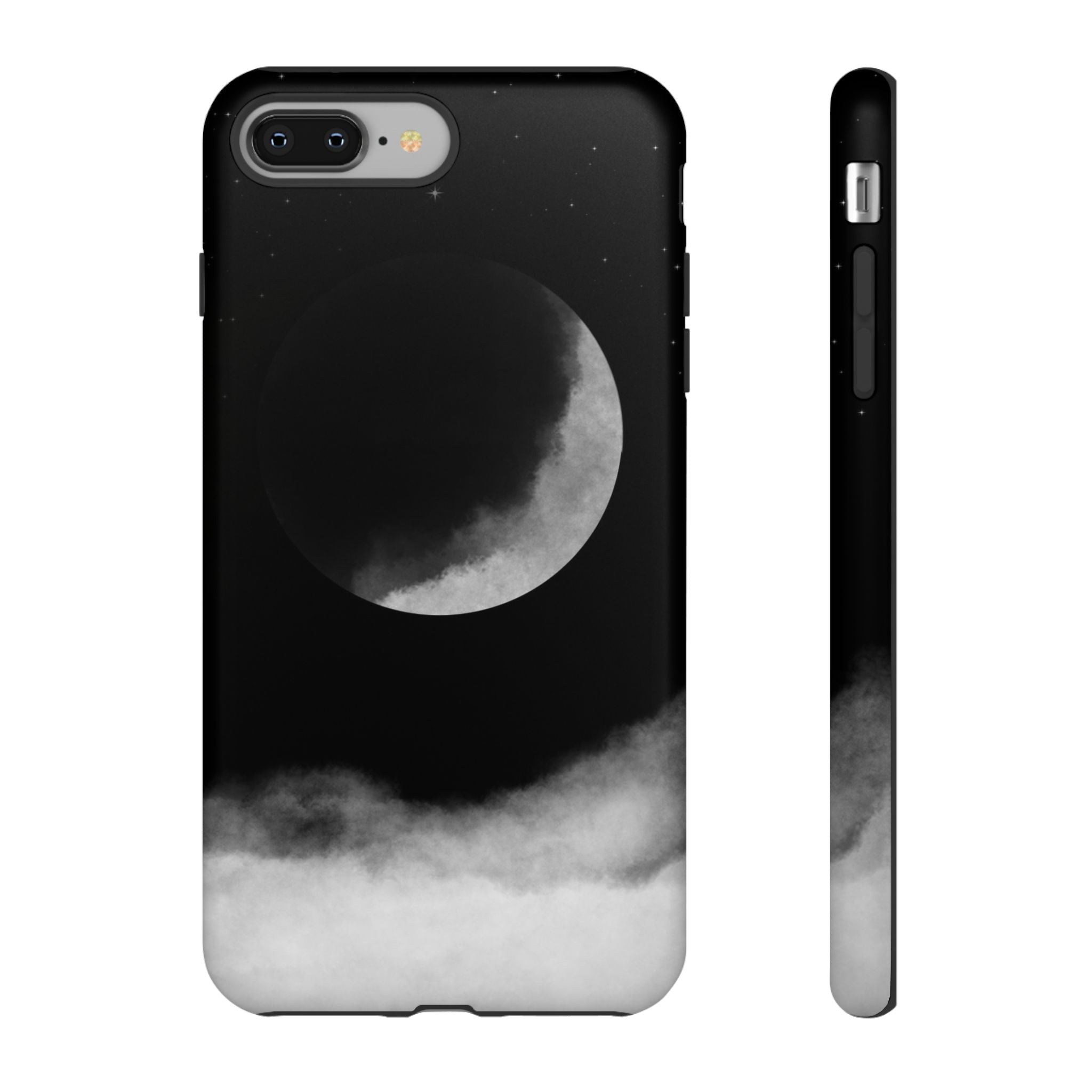 Moonlit Cloud Phone Case — Black Crescent Night Sky iPhone Cover