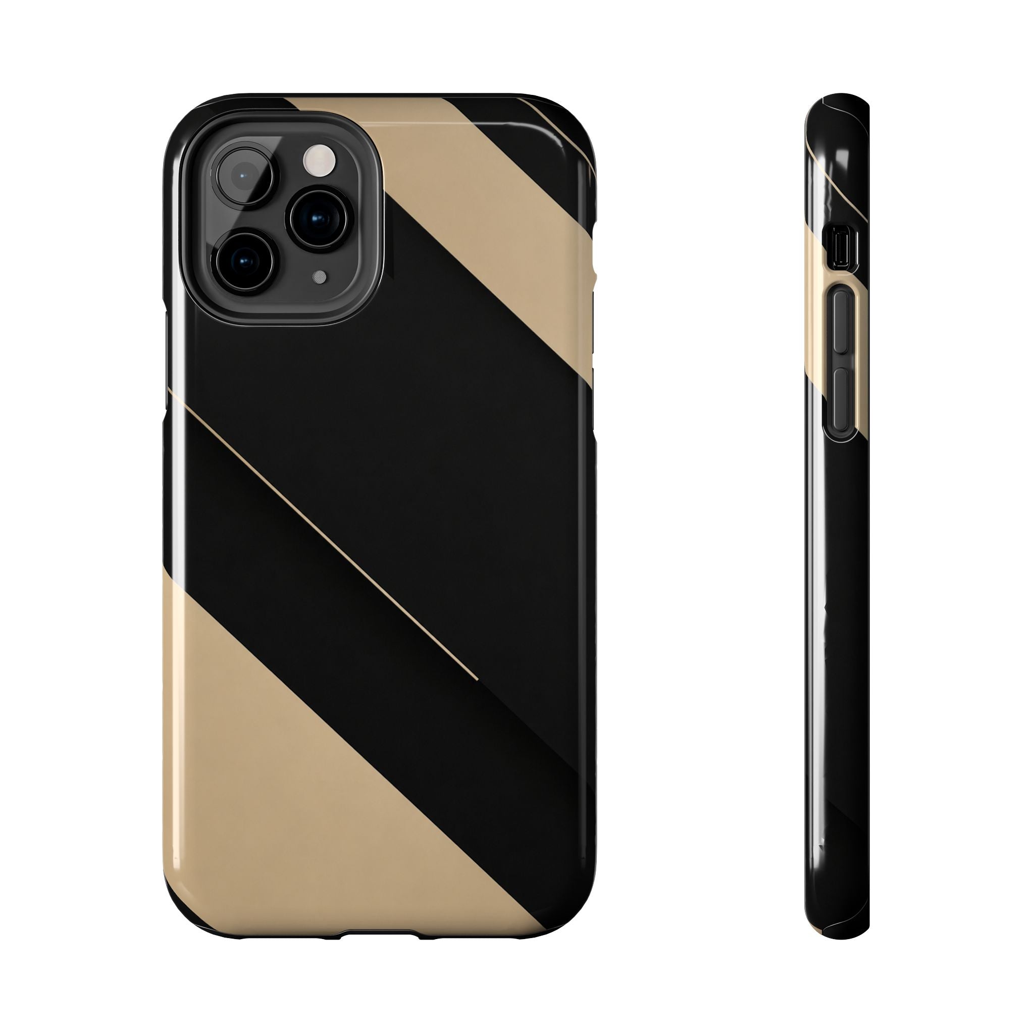 Tough Phone Case — Black & Gold Diagonal Minimalist Protective Cover