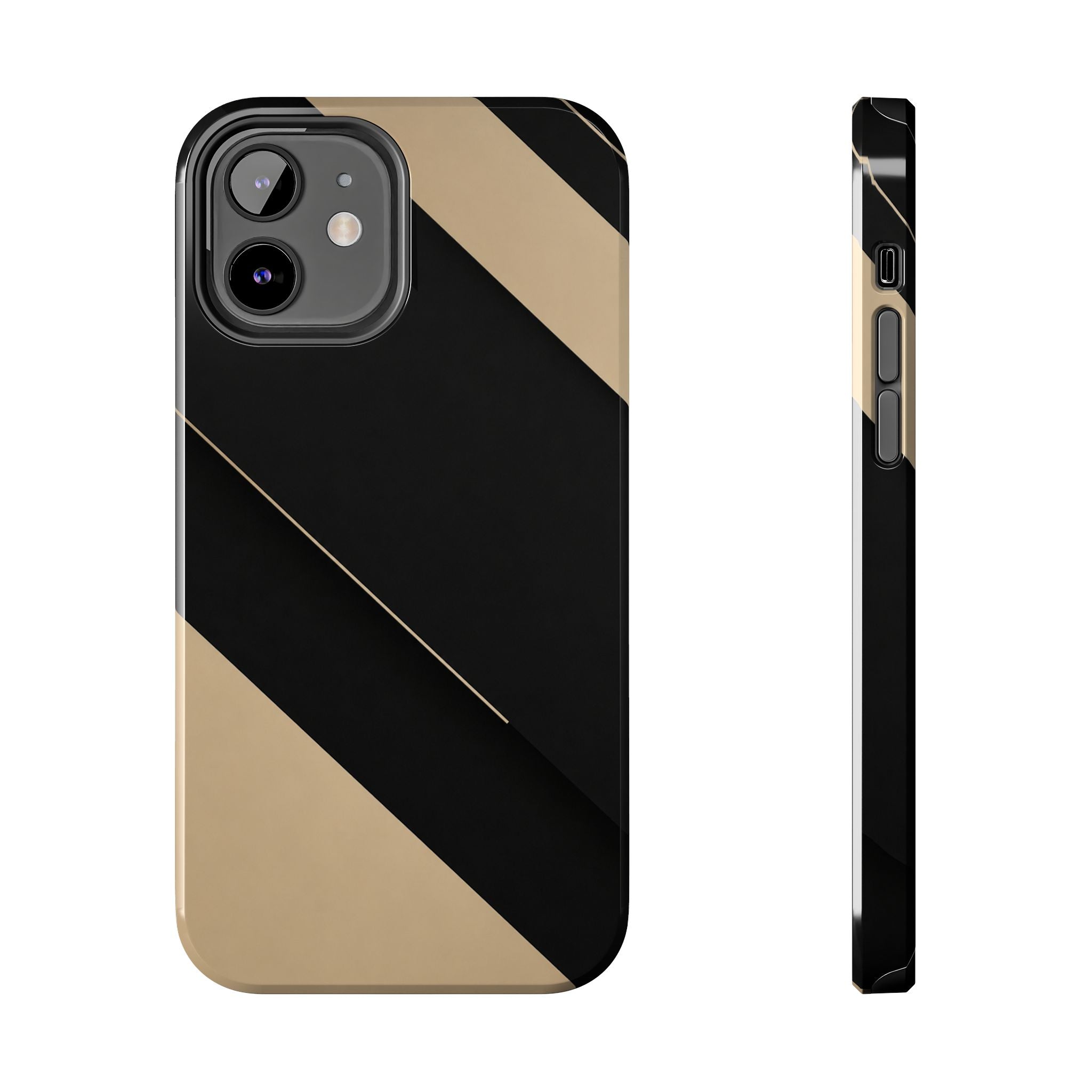 Tough Phone Case — Black & Gold Diagonal Minimalist Protective Cover