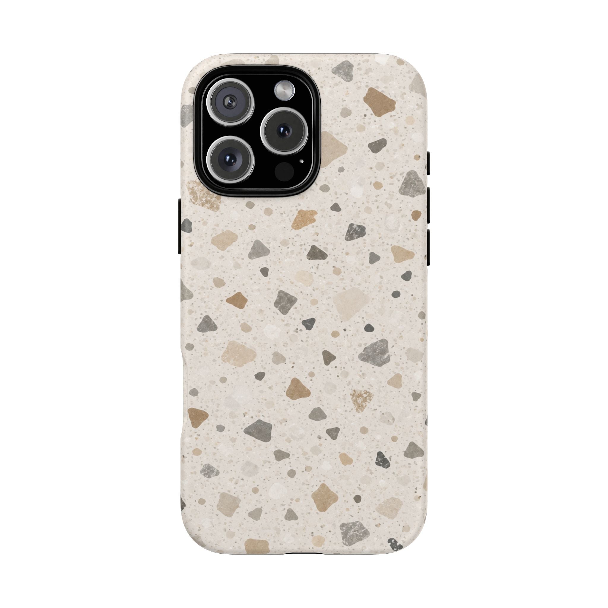 Terrazzo Pattern Tough Phone Case — Neutral Stone Speckle iPhone Cover