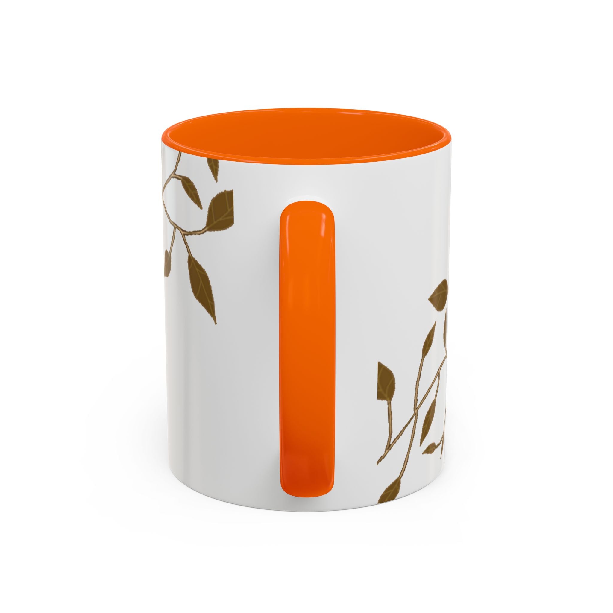 Botanical Accent Coffee Mug — Gold Leaf Branch Design (11/15oz)