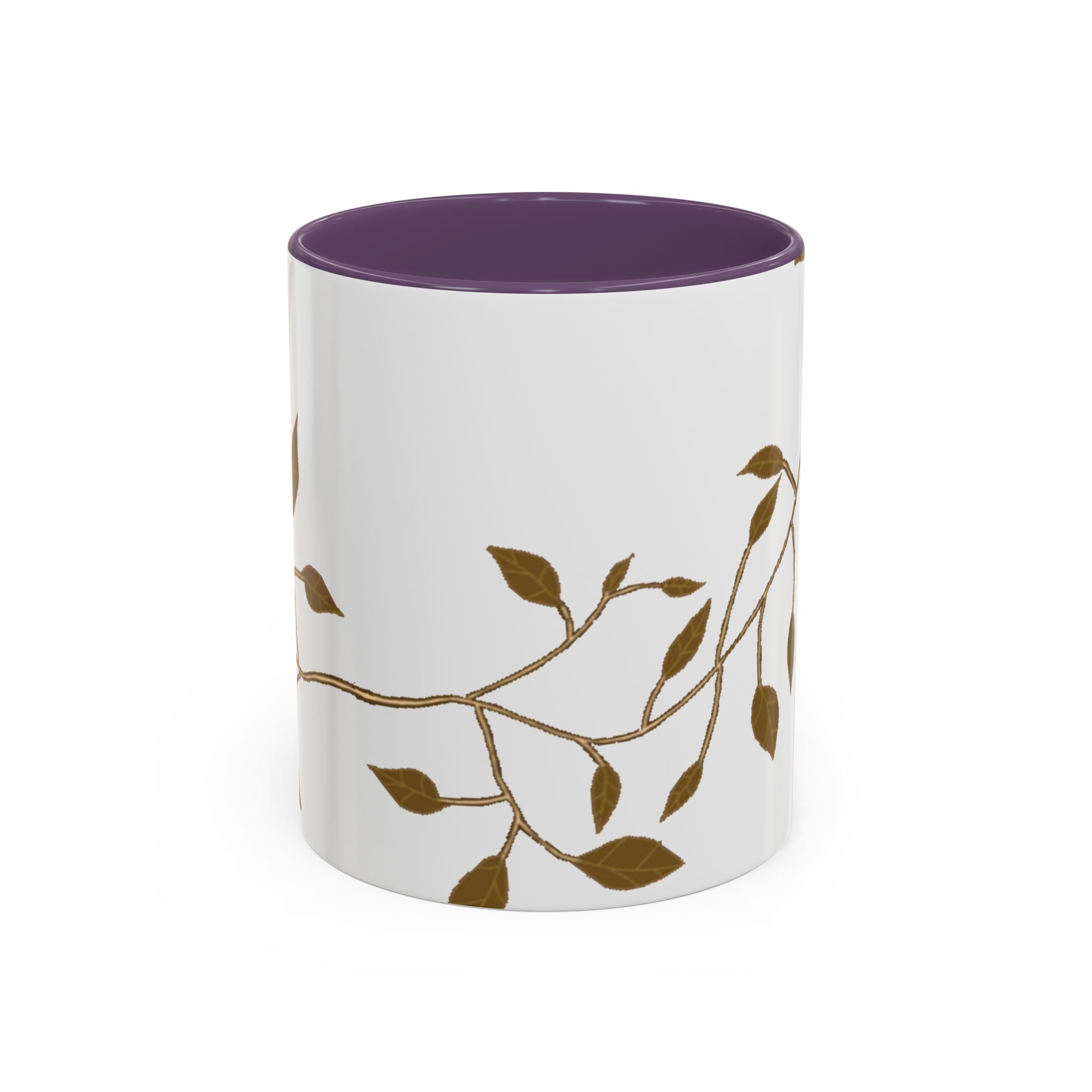Botanical Accent Coffee Mug — Gold Leaf Branch Design (11/15oz)