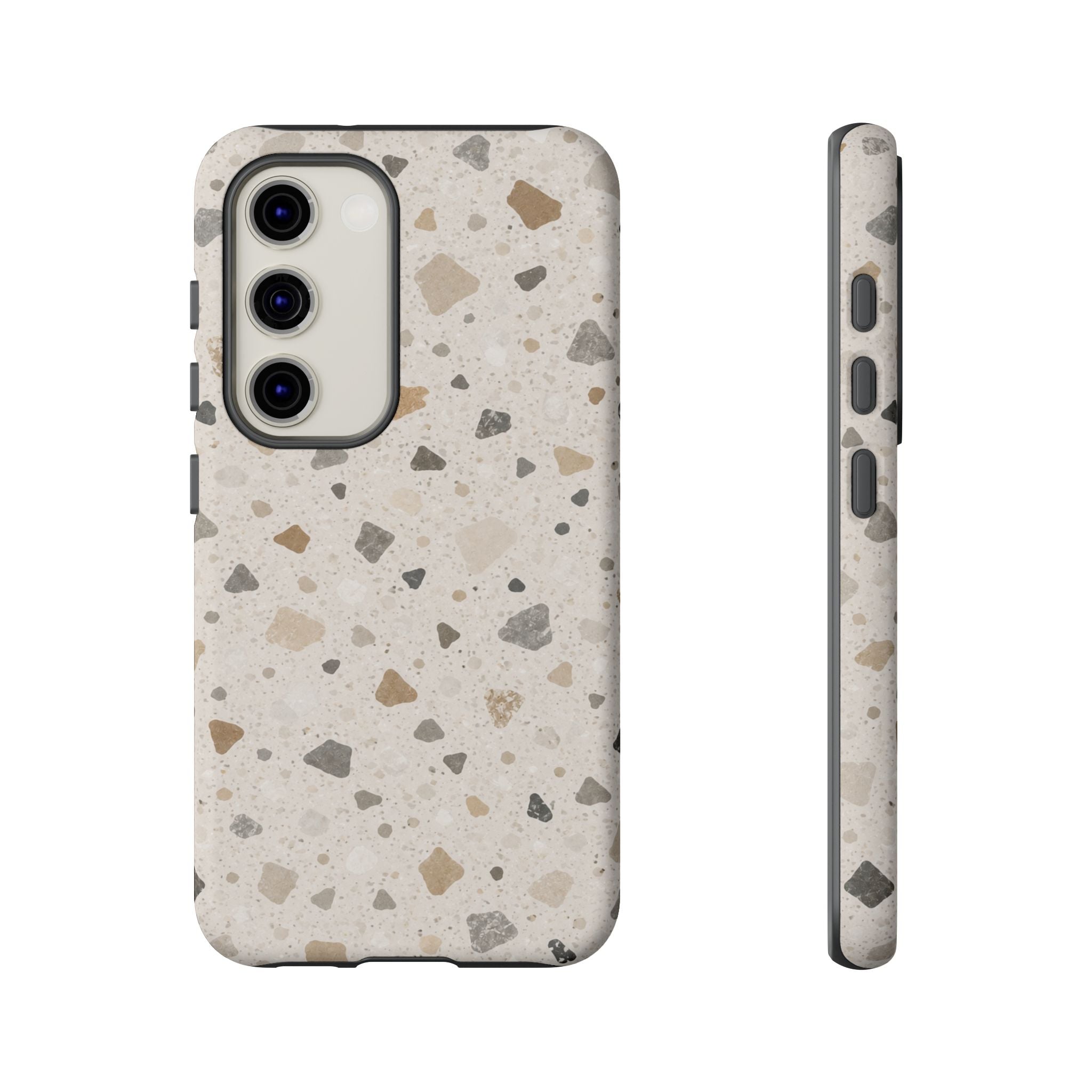 Terrazzo Pattern Tough Phone Case — Neutral Stone Speckle iPhone Cover