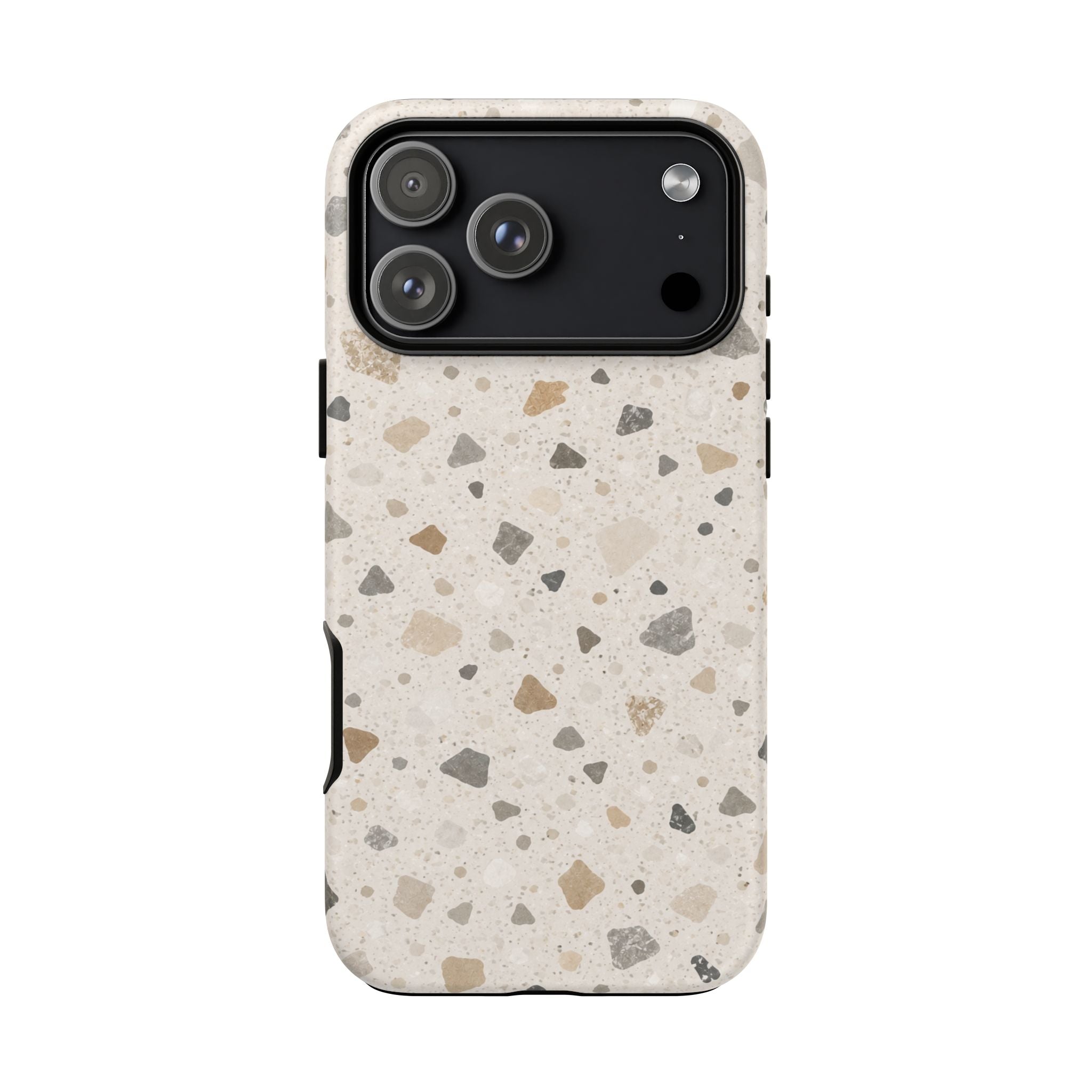 Terrazzo Pattern Tough Phone Case — Neutral Stone Speckle iPhone Cover
