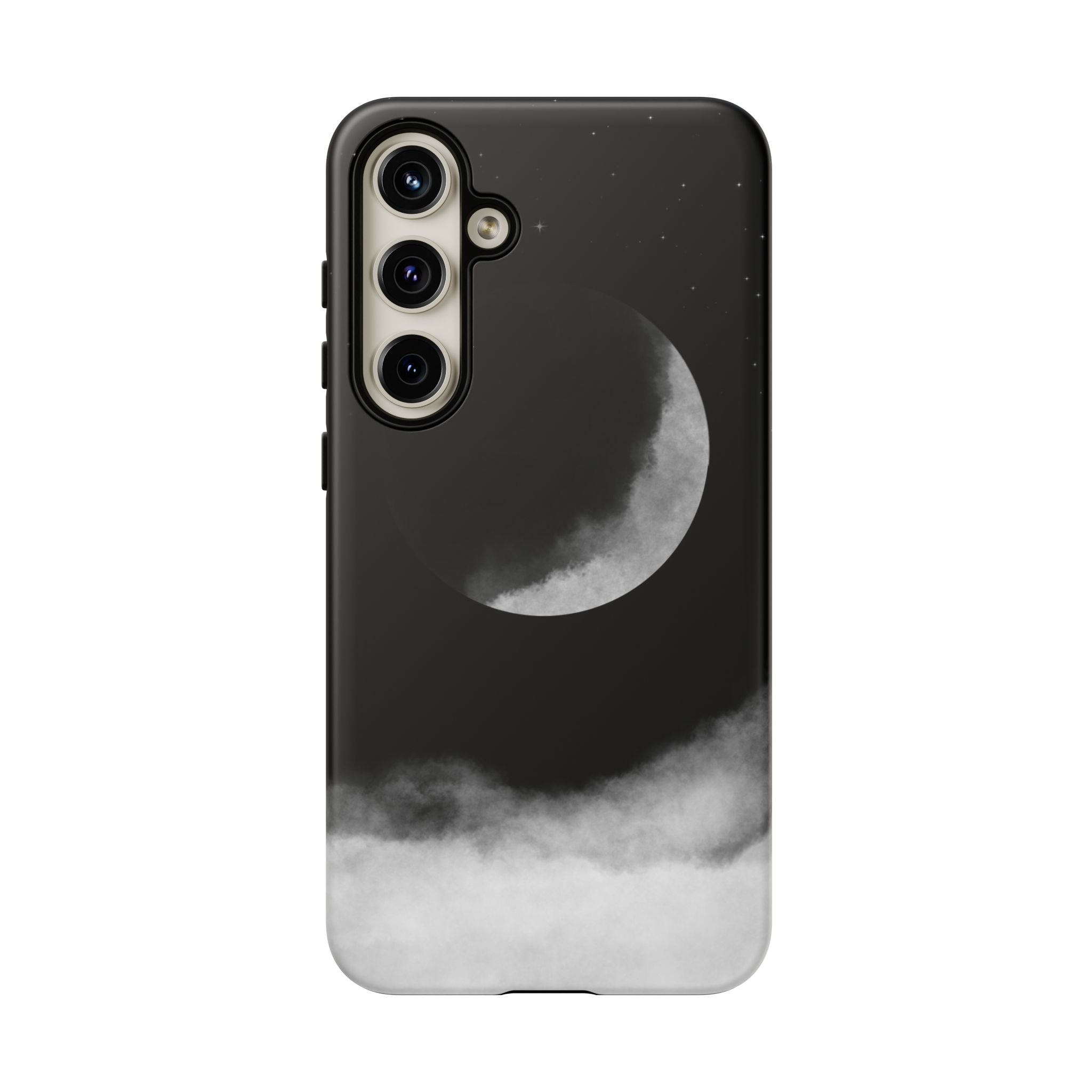 Moonlit Cloud Phone Case — Black Crescent Night Sky iPhone Cover