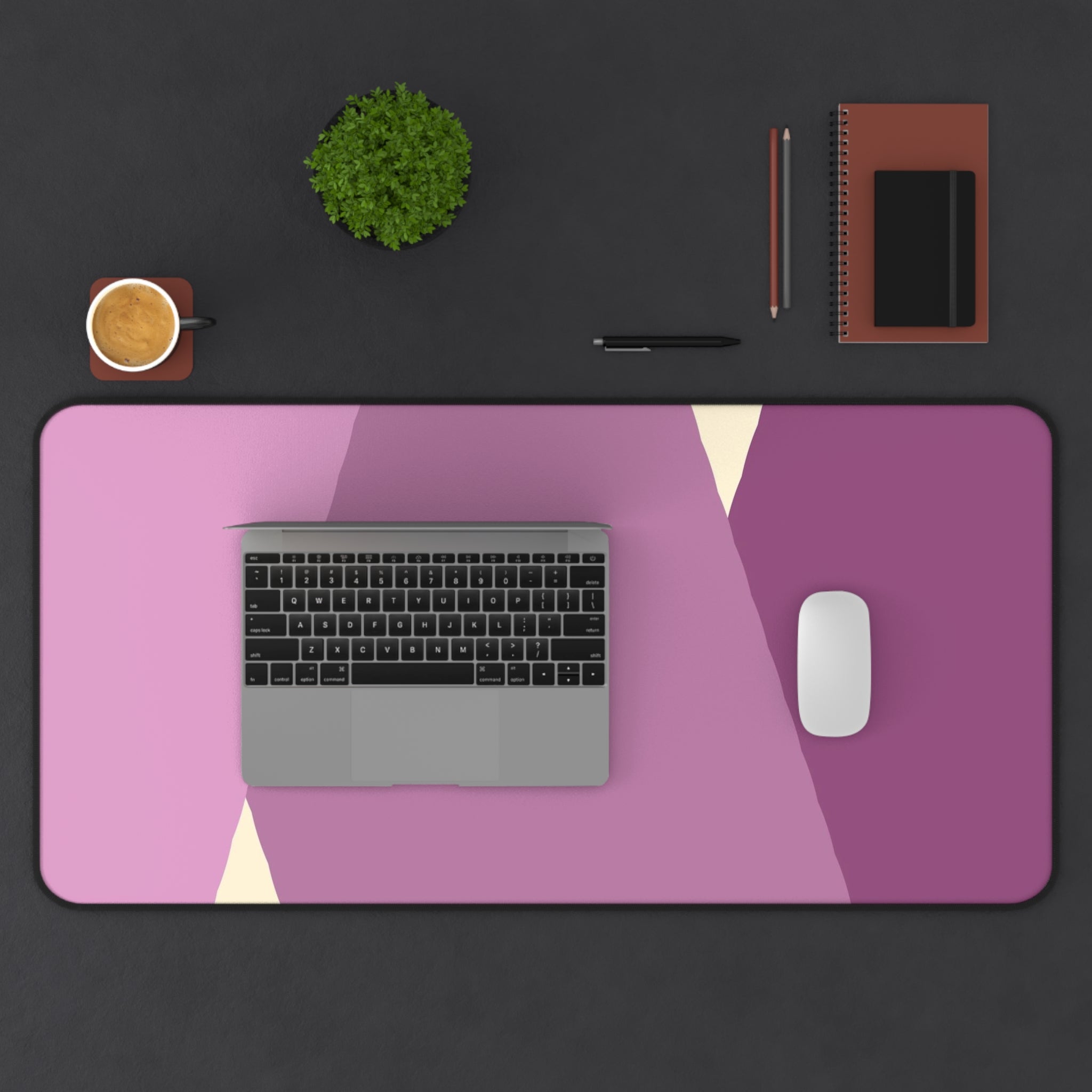Geometric Pink Triangle Pattern Desk Mat | Modern Lavender Mouse Pad