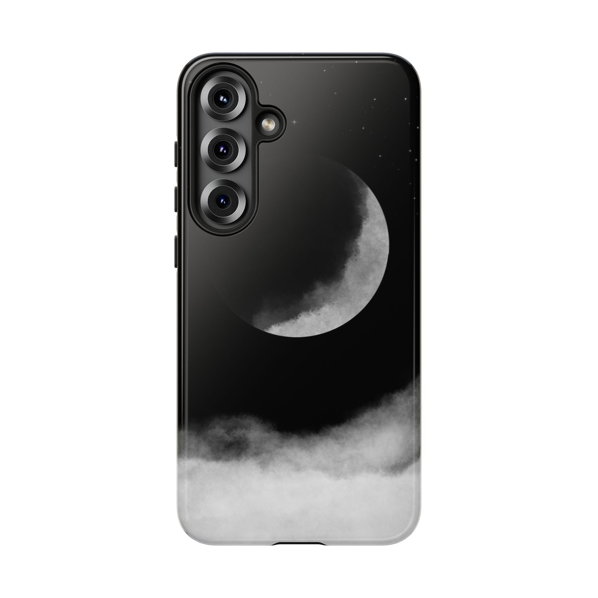 Moonlit Cloud Phone Case — Black Crescent Night Sky iPhone Cover
