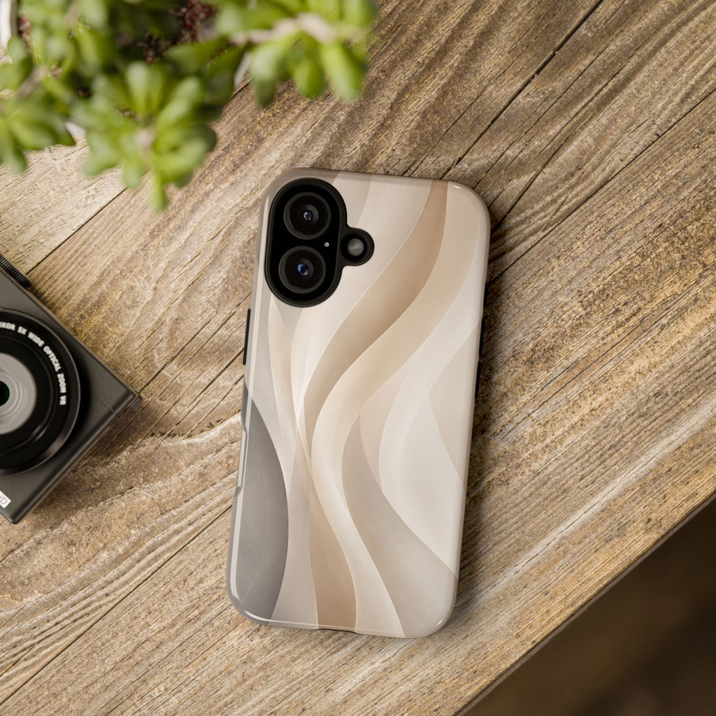 Abstract Beige Waves Phone Case — Protective Tough Case