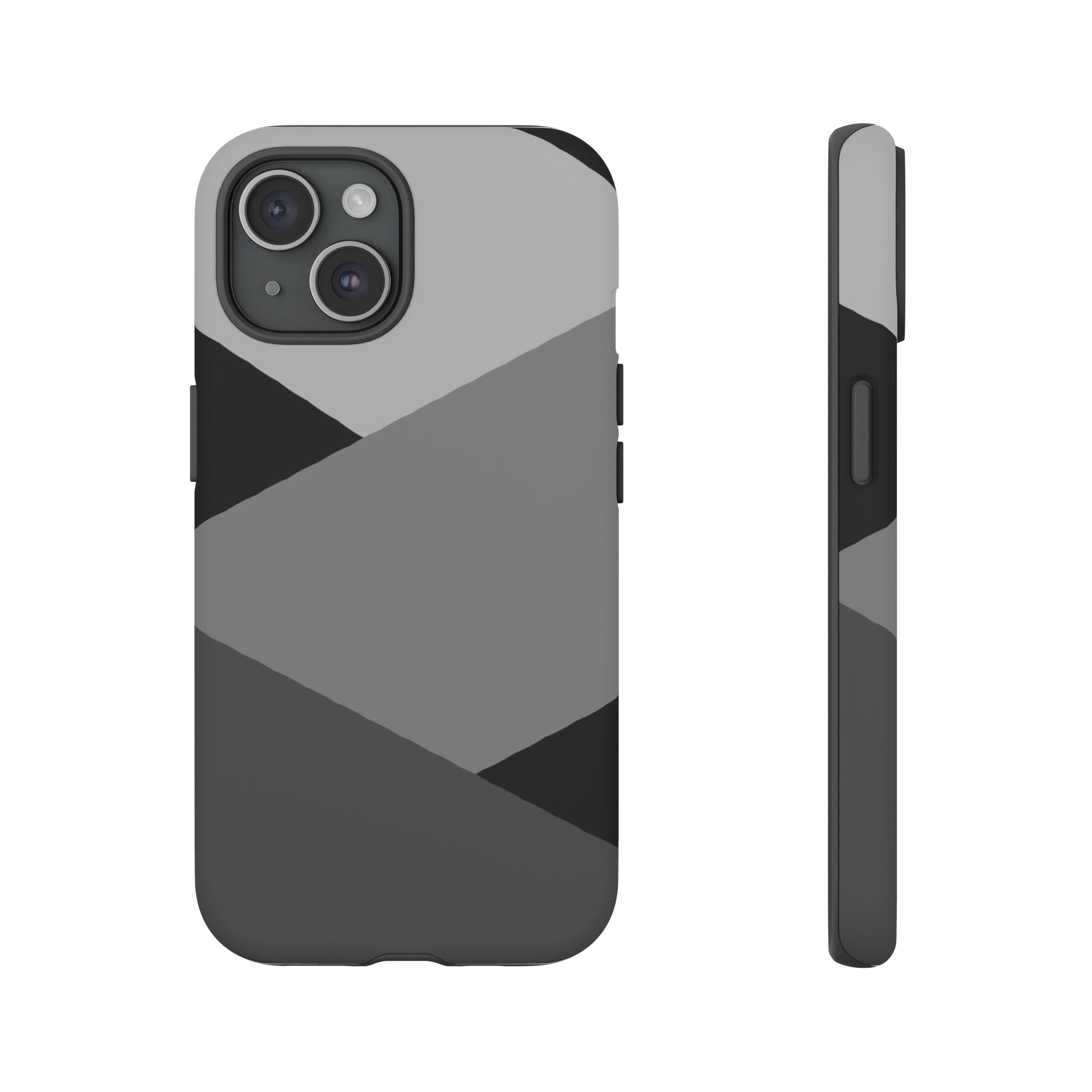Geometric Gray Tough Phone Case — Protective iPhone Cover with Modern Minimalist Design
