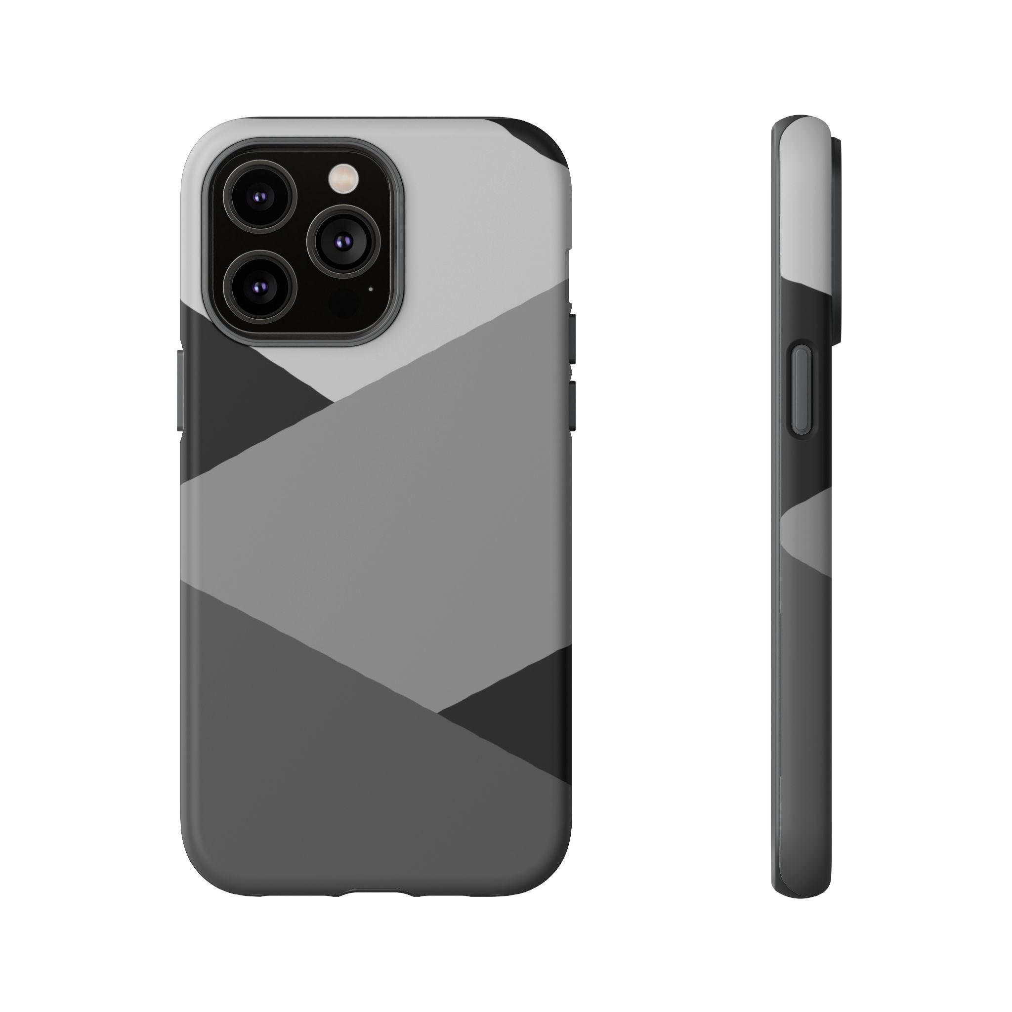 Geometric Gray Tough Phone Case — Protective iPhone Cover with Modern Minimalist Design