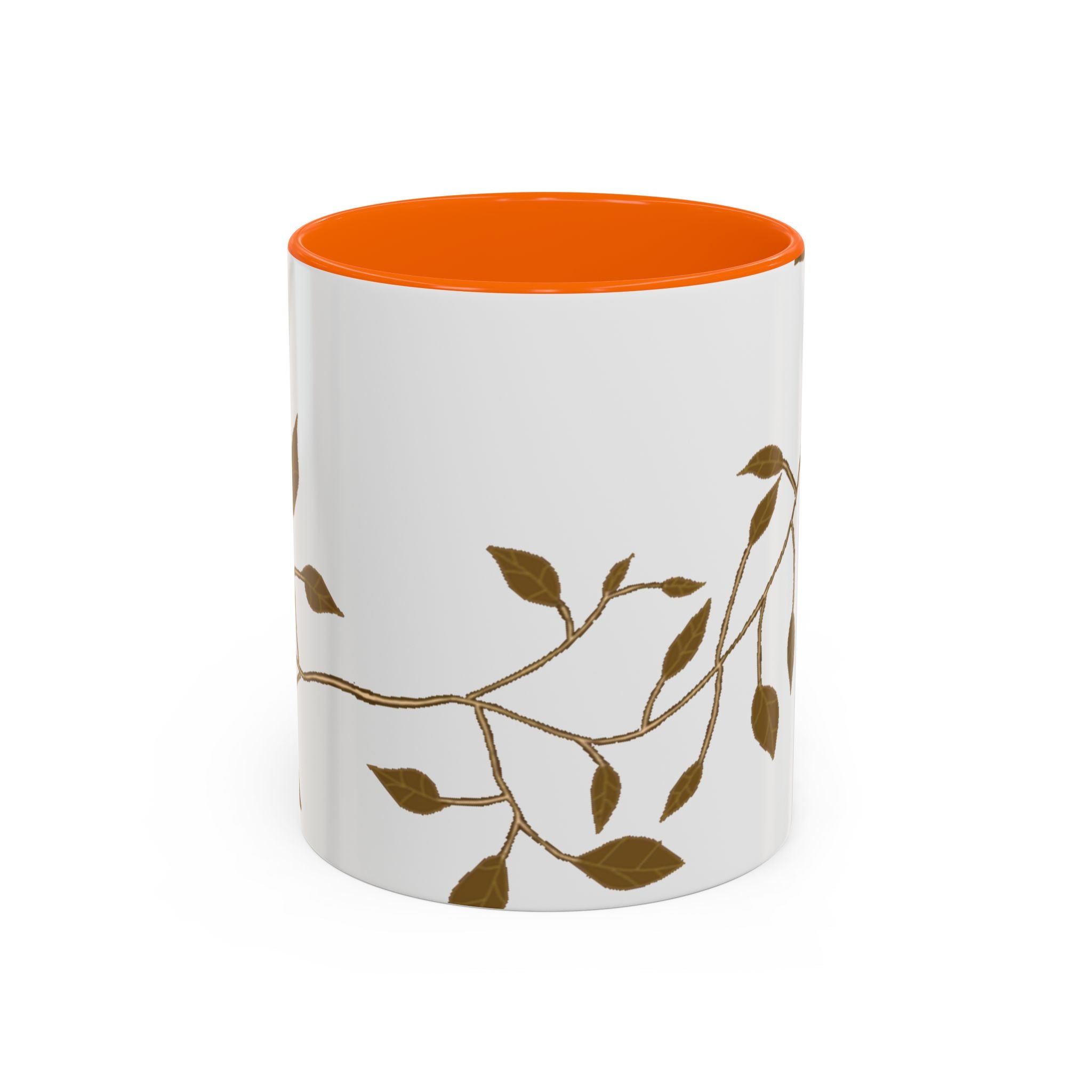 Botanical Accent Coffee Mug — Gold Leaf Branch Design (11/15oz)