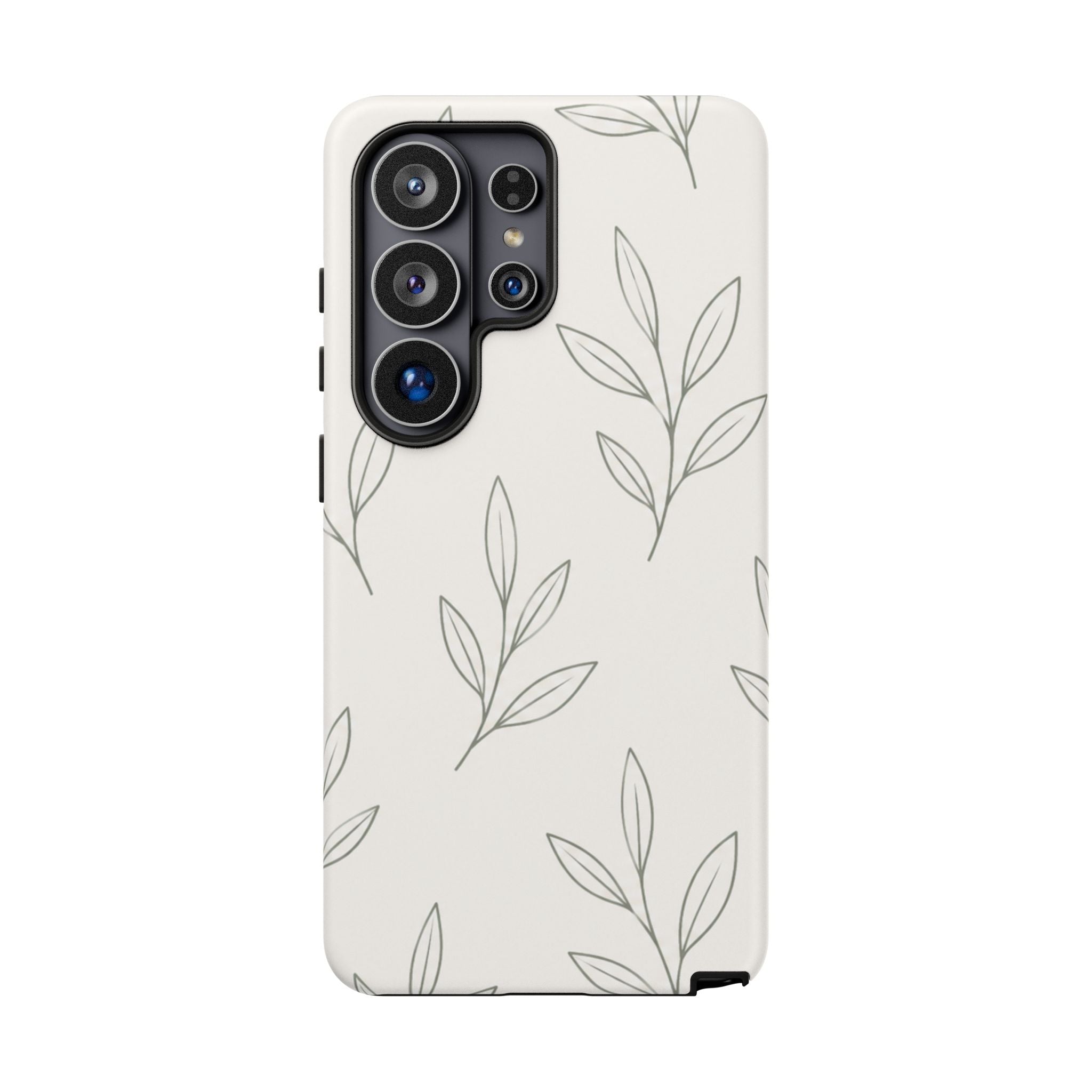 Floral Leaf Tough Phone Case — Minimal Botanical Protective Phone Cover