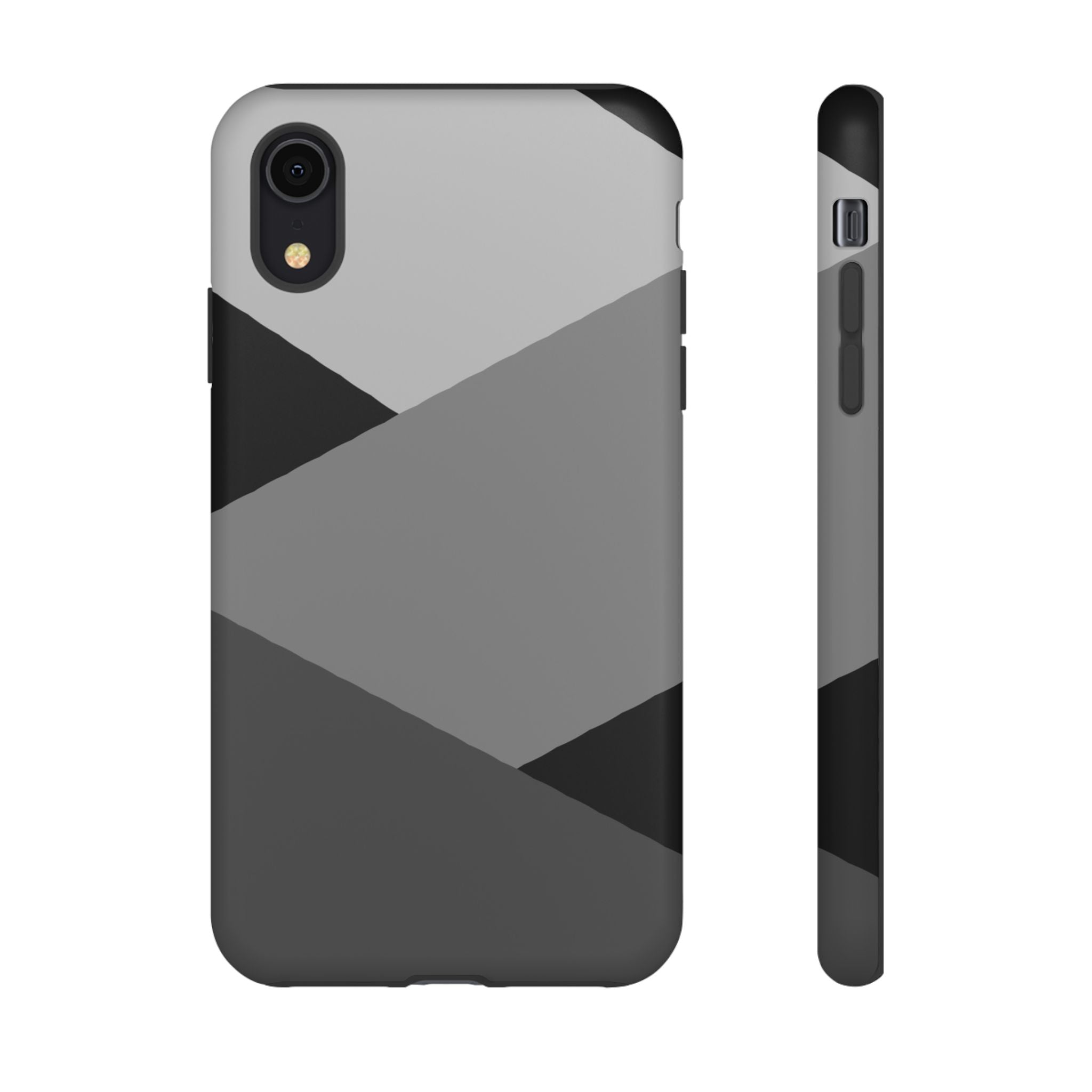 Geometric Gray Tough Phone Case — Protective iPhone Cover with Modern Minimalist Design