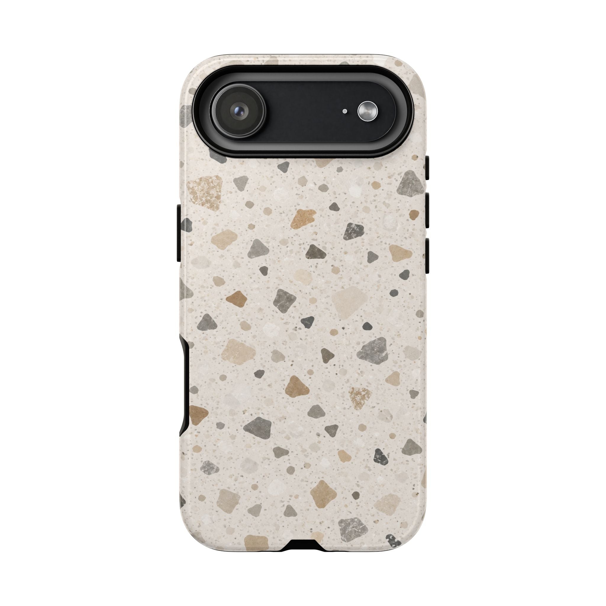Terrazzo Pattern Tough Phone Case — Neutral Stone Speckle iPhone Cover