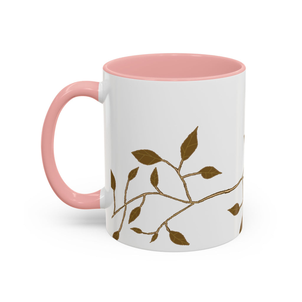 Botanical Accent Coffee Mug — Gold Leaf Branch Design (11/15oz)