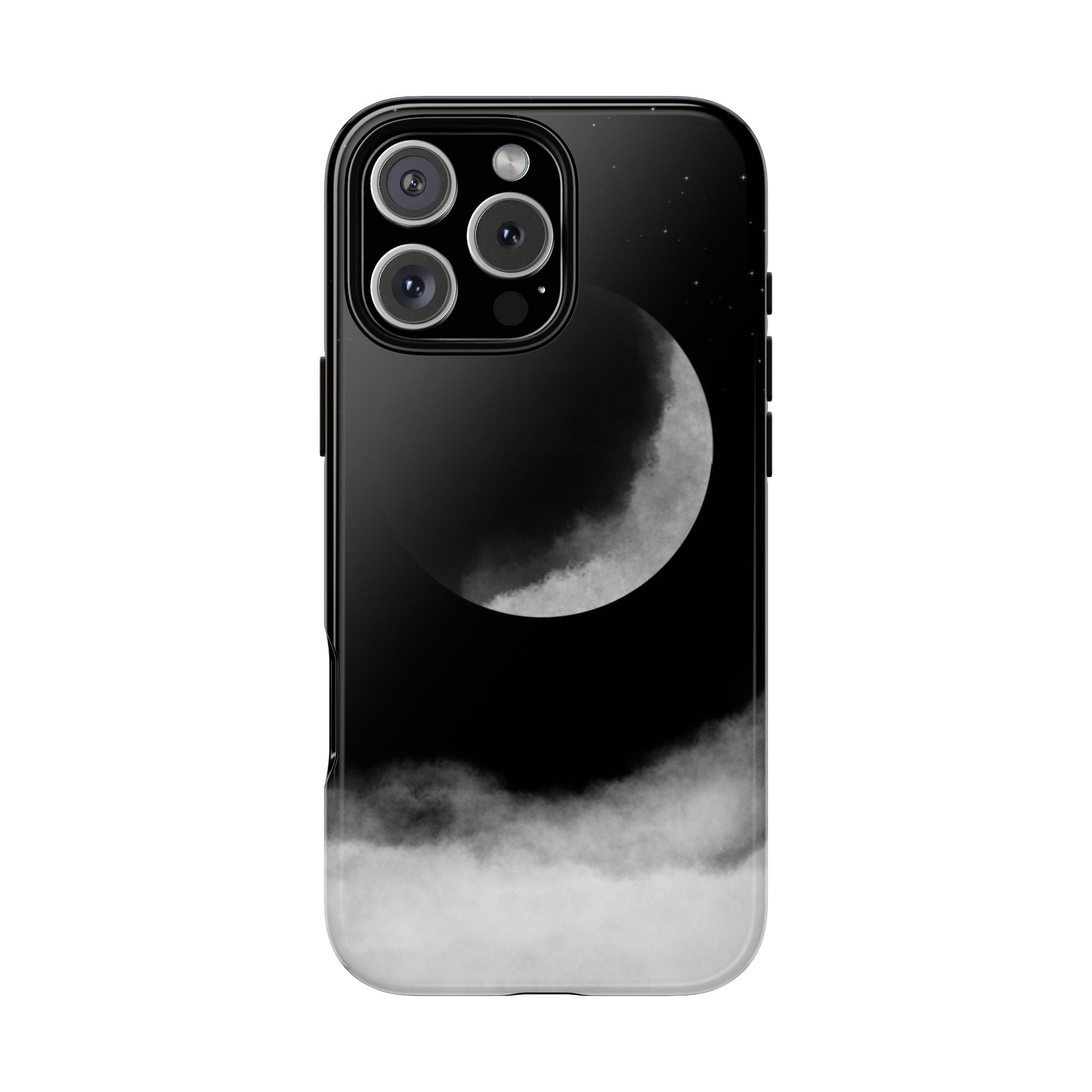 Moonlit Cloud Phone Case — Black Crescent Night Sky iPhone Cover