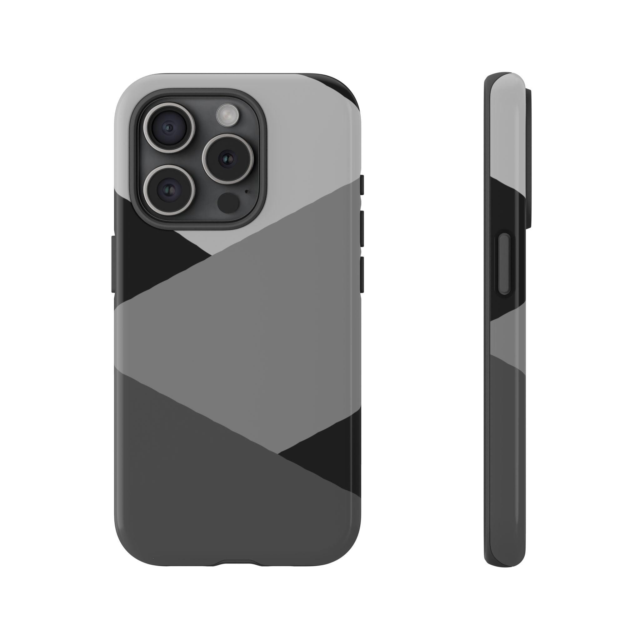 Geometric Gray Tough Phone Case — Protective iPhone Cover with Modern Minimalist Design