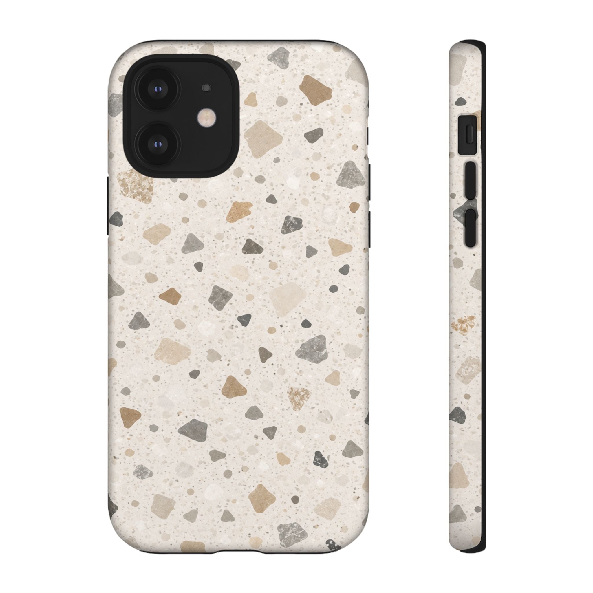 Terrazzo Pattern Tough Phone Case — Neutral Stone Speckle iPhone Cover
