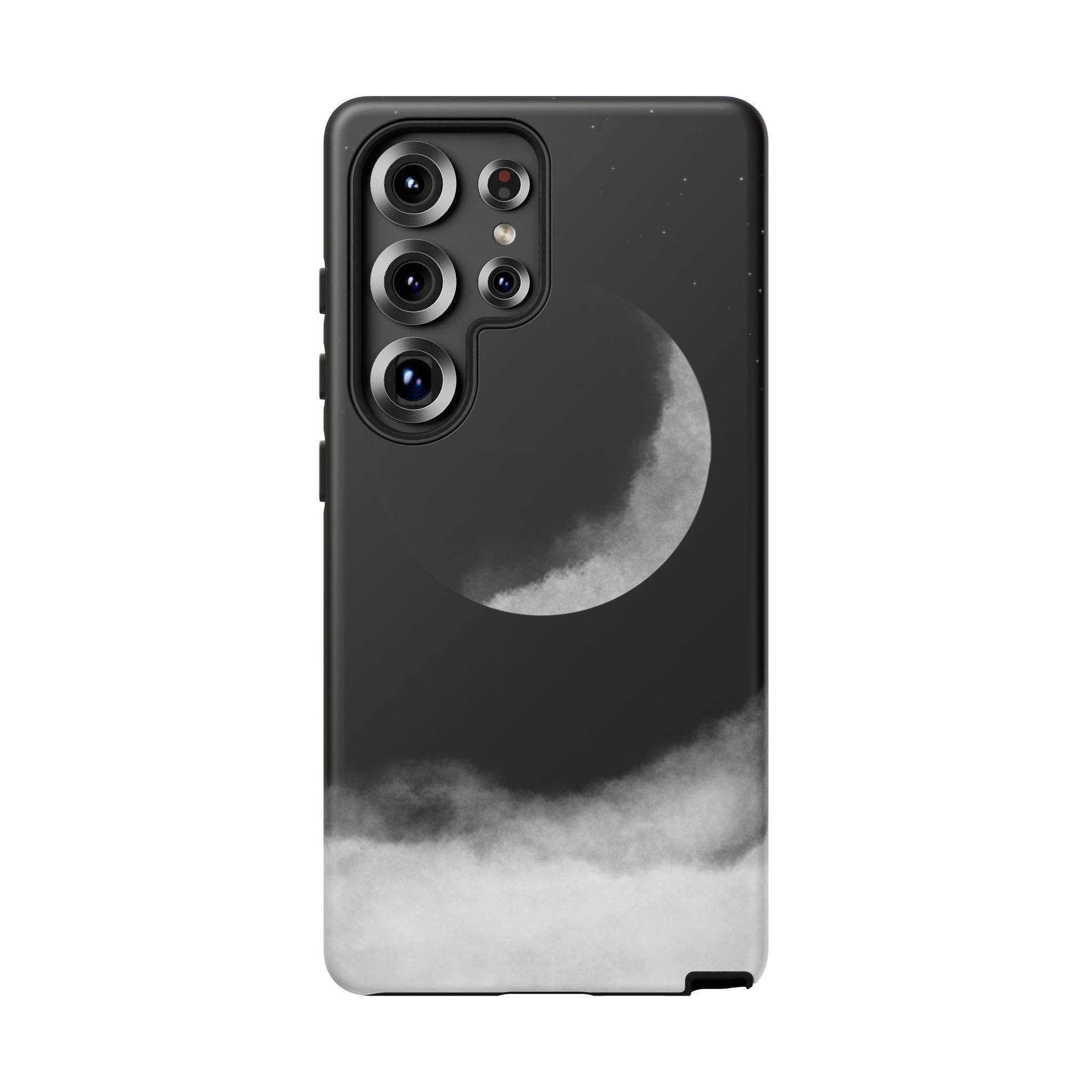 Moonlit Cloud Phone Case — Black Crescent Night Sky iPhone Cover