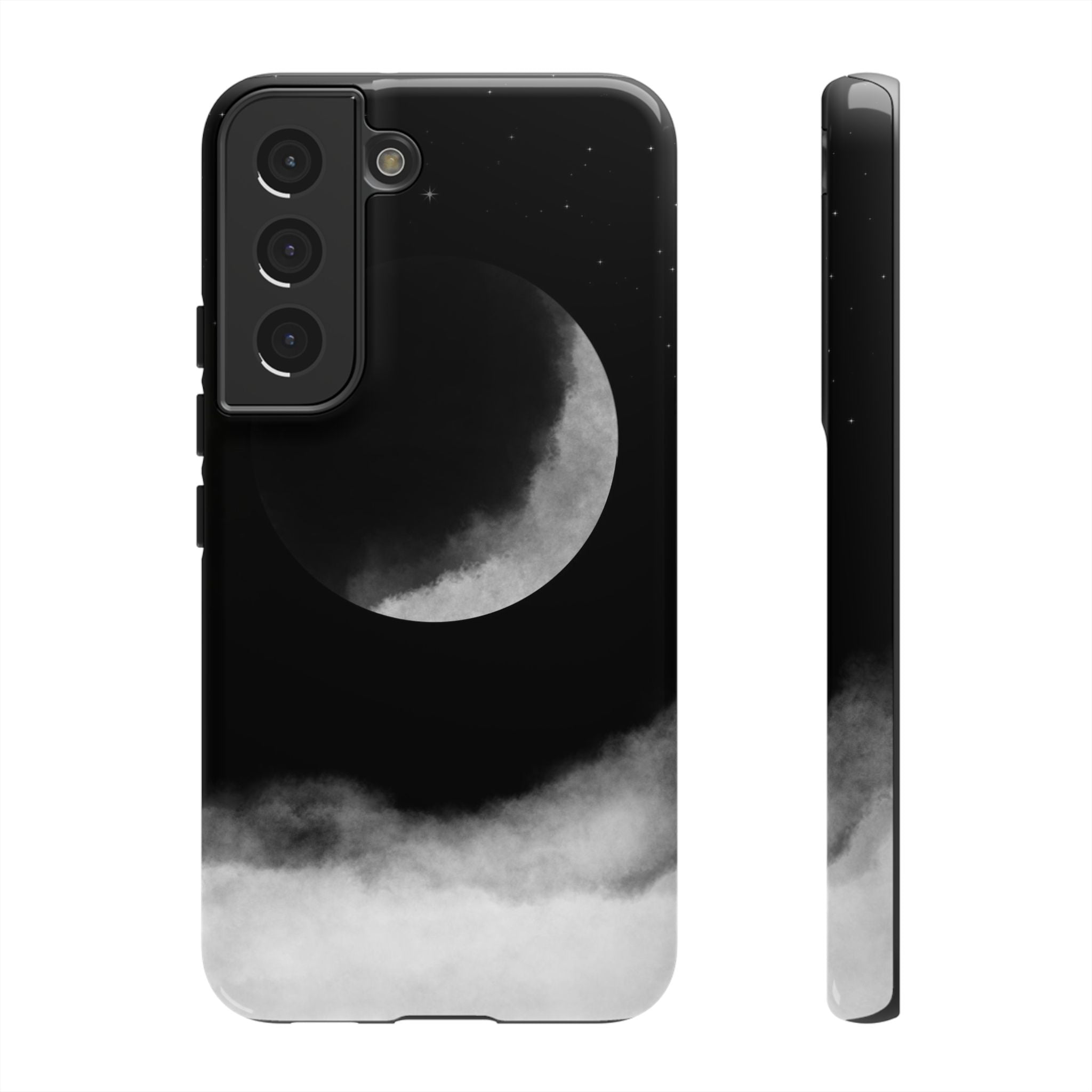 Moonlit Cloud Phone Case — Black Crescent Night Sky iPhone Cover