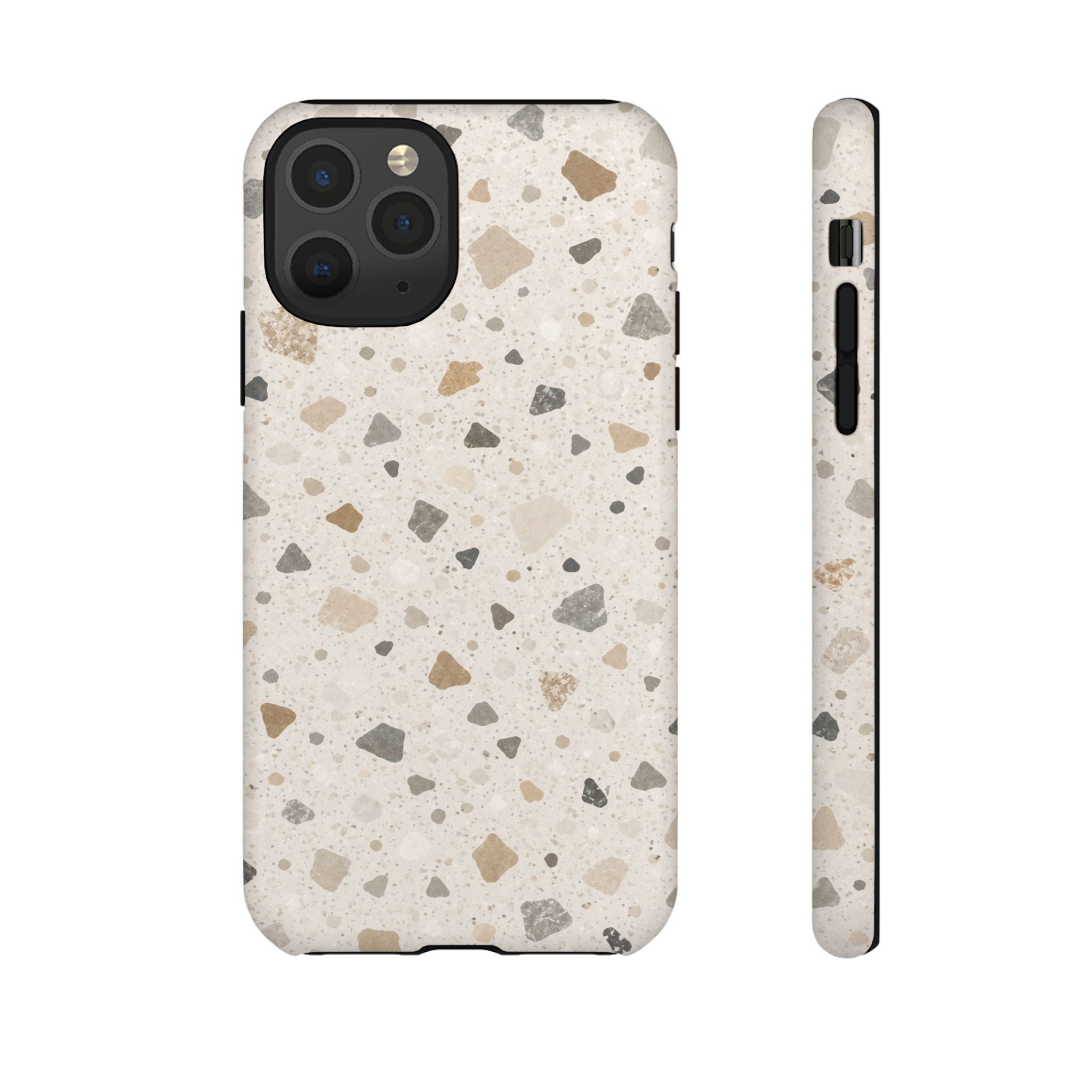 Terrazzo Pattern Tough Phone Case — Neutral Stone Speckle iPhone Cover