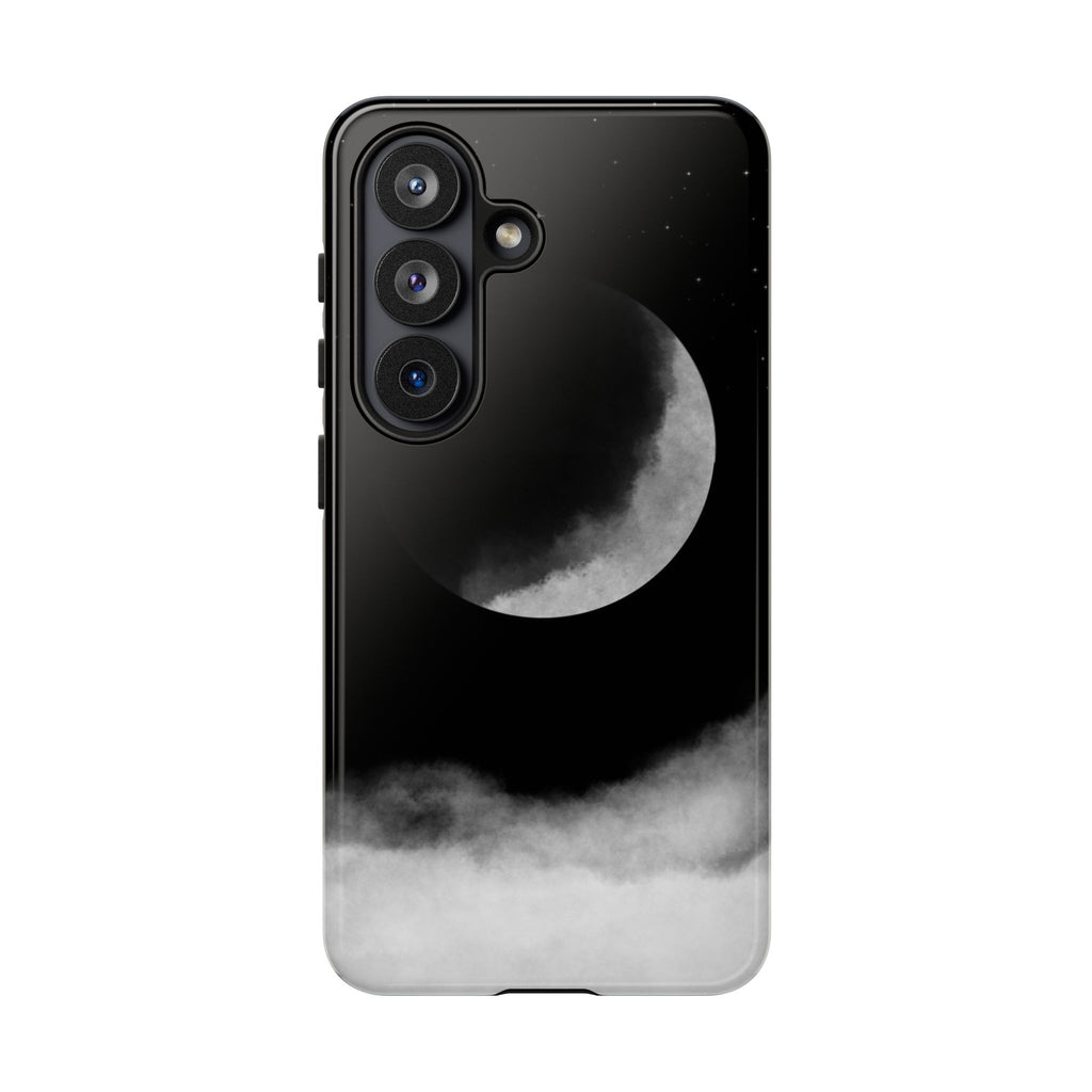 Moonlit Cloud Phone Case — Black Crescent Night Sky iPhone Cover