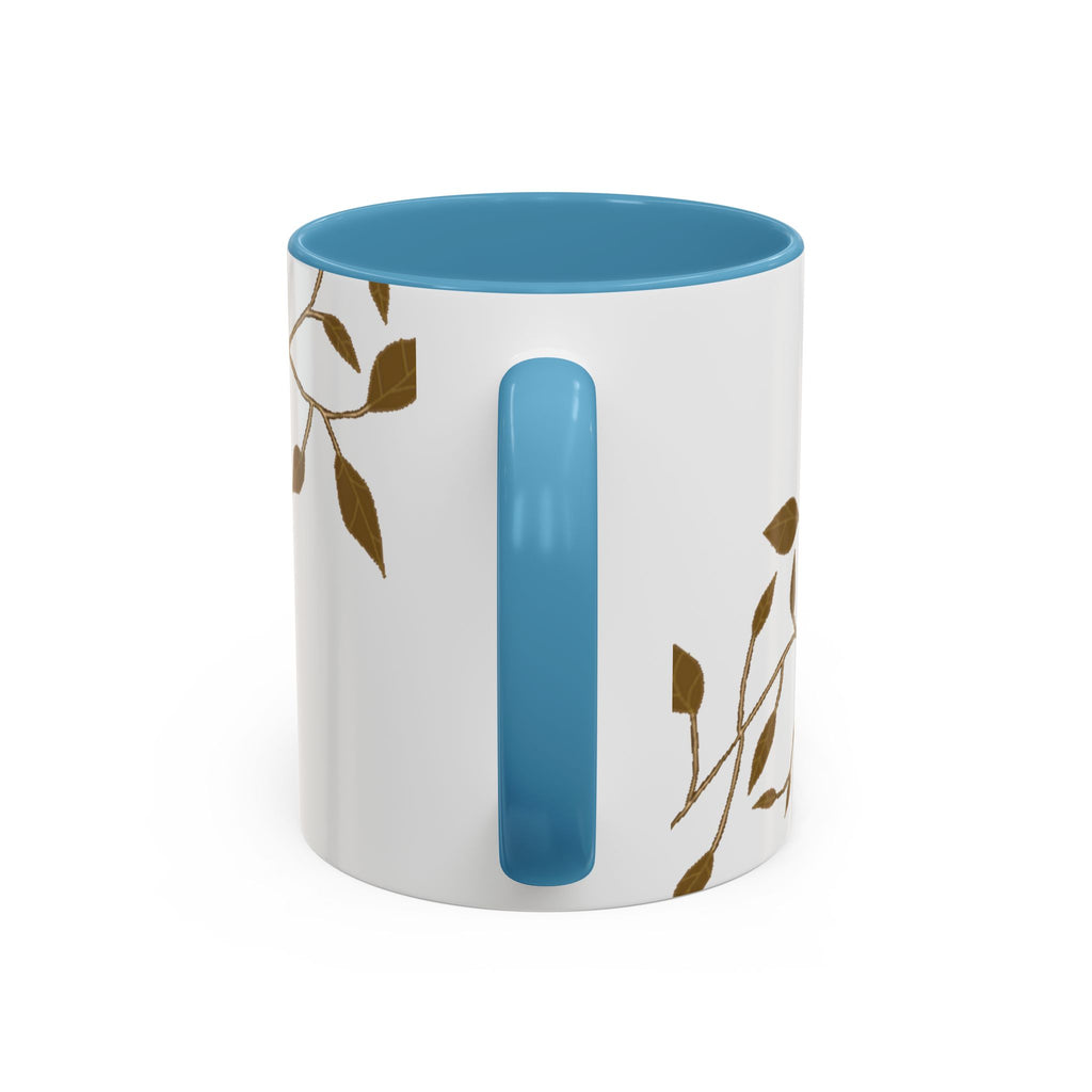 Botanical Accent Coffee Mug — Gold Leaf Branch Design (11/15oz)