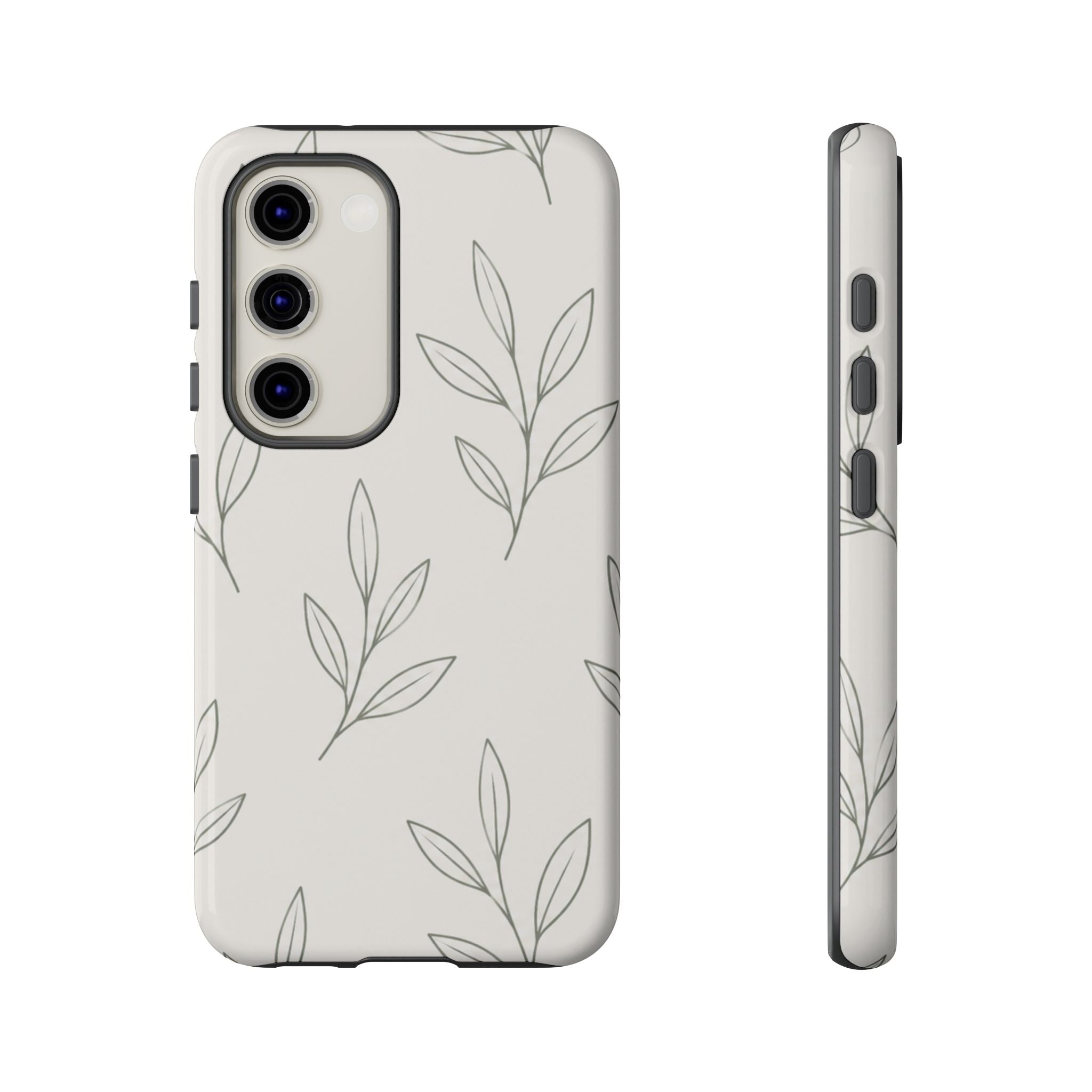 Floral Leaf Tough Phone Case — Minimal Botanical Protective Phone Cover