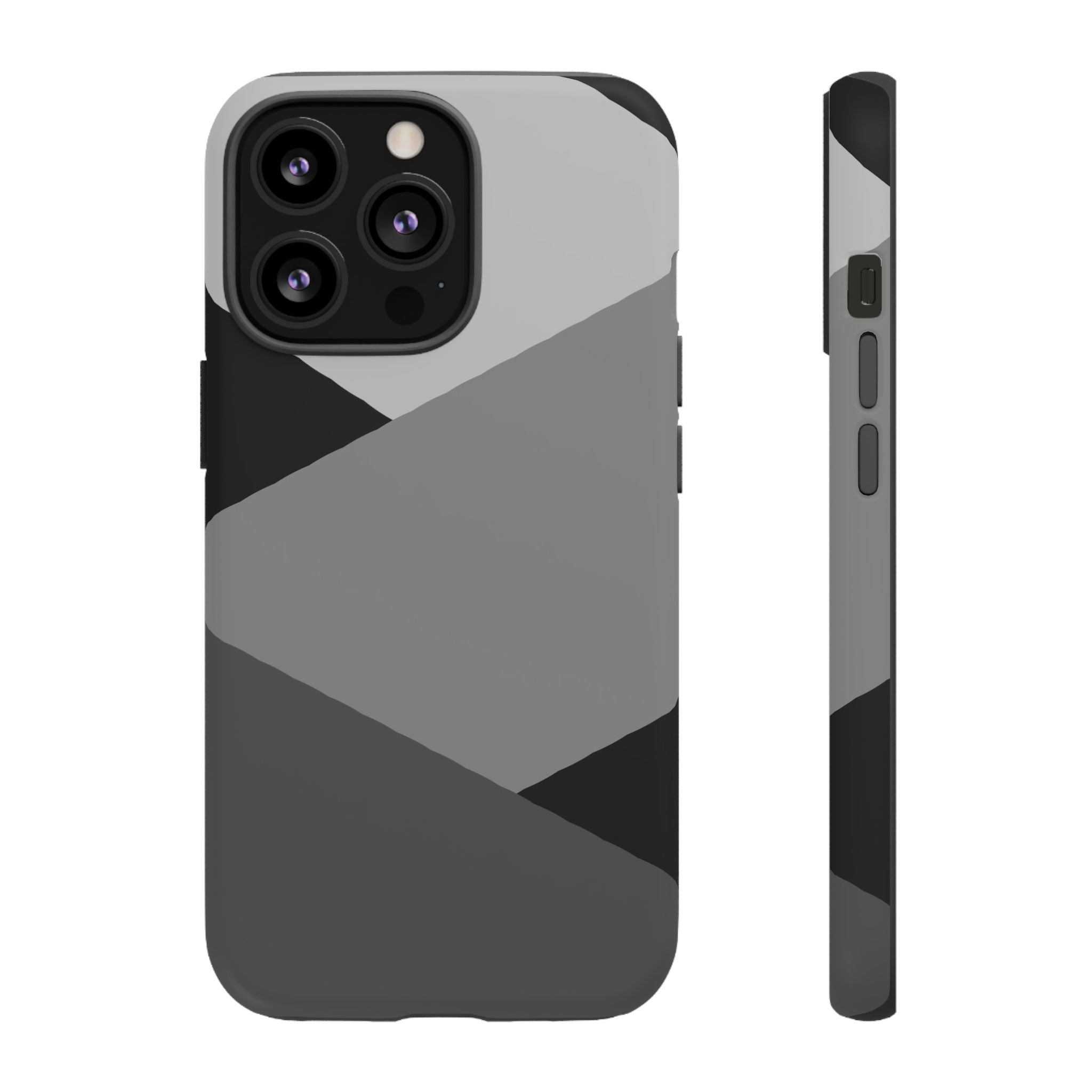 Geometric Gray Tough Phone Case — Protective iPhone Cover with Modern Minimalist Design