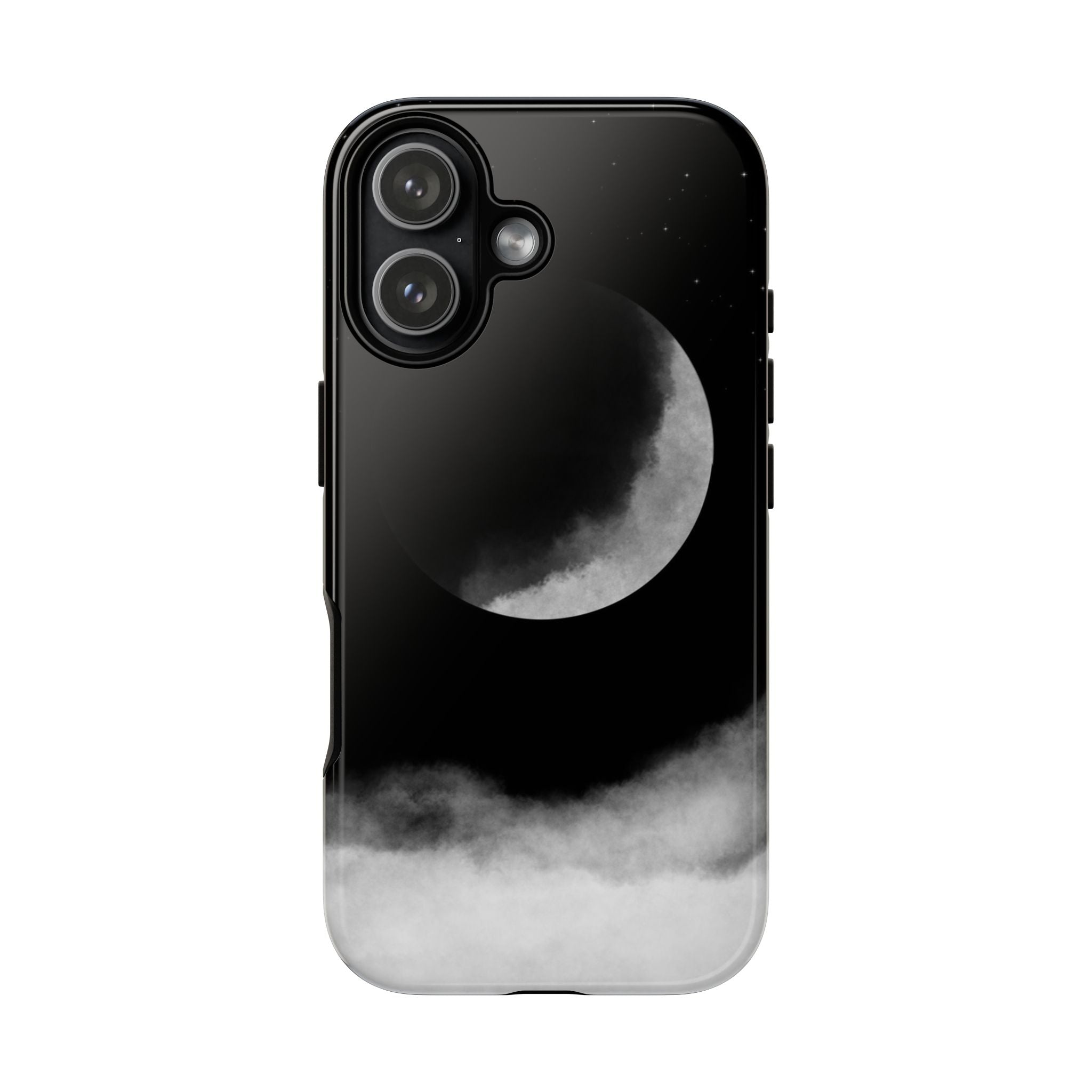 Moonlit Cloud Phone Case — Black Crescent Night Sky iPhone Cover