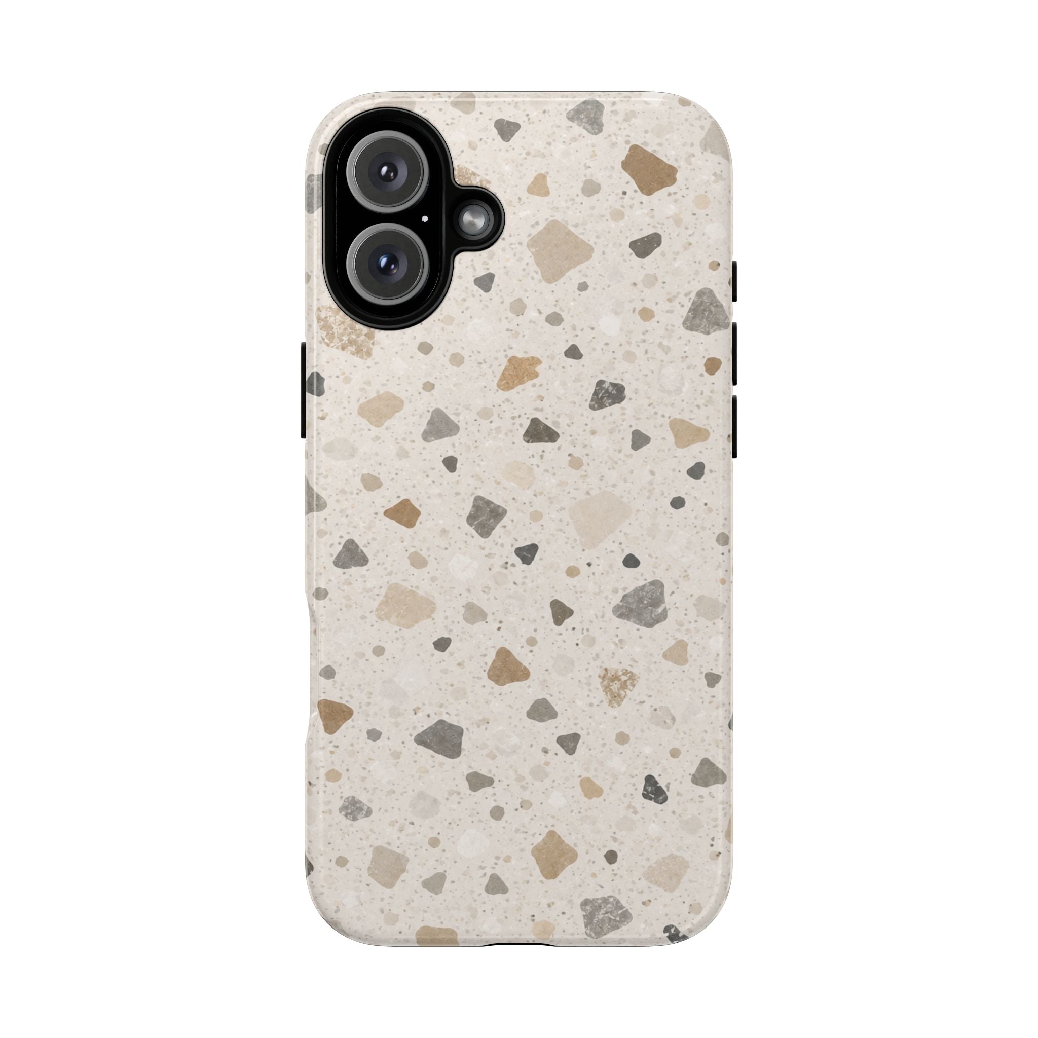 Terrazzo Pattern Tough Phone Case — Neutral Stone Speckle iPhone Cover