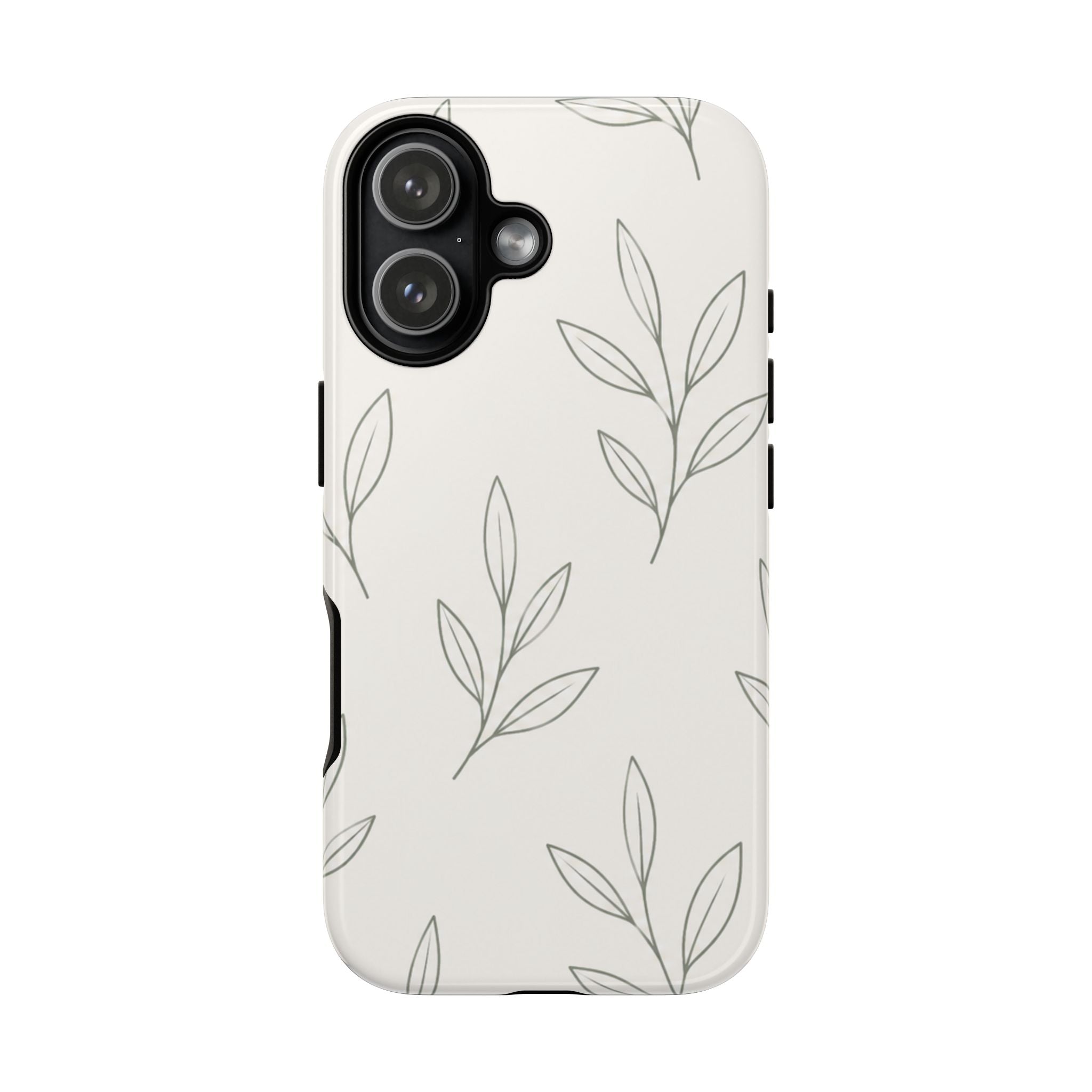 Floral Leaf Tough Phone Case — Minimal Botanical Protective Phone Cover