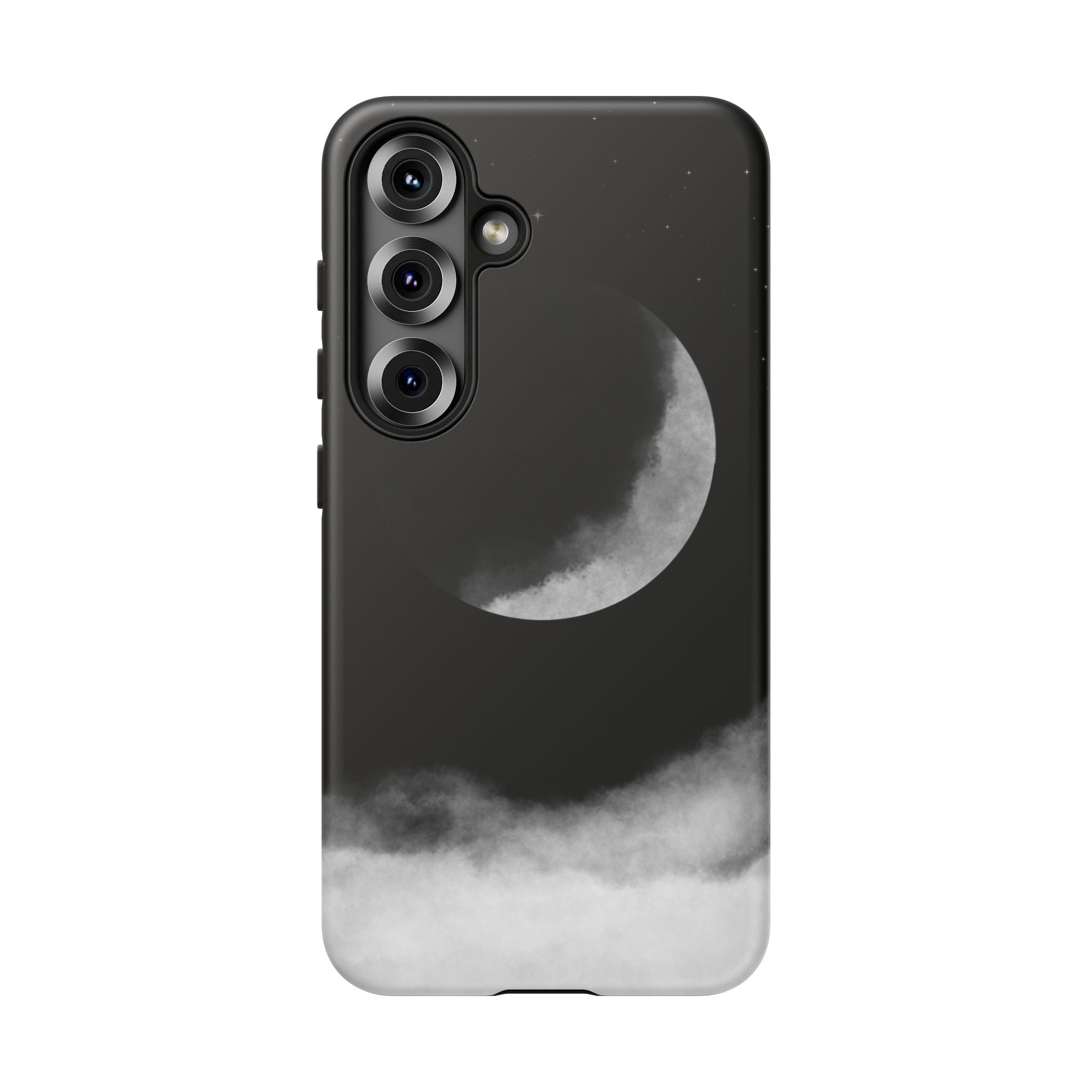 Moonlit Cloud Phone Case — Black Crescent Night Sky iPhone Cover