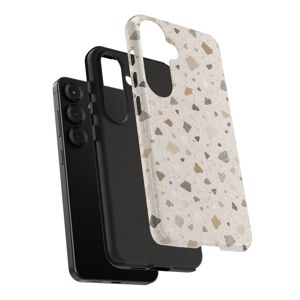 Terrazzo Pattern Tough Phone Case — Neutral Stone Speckle iPhone Cover