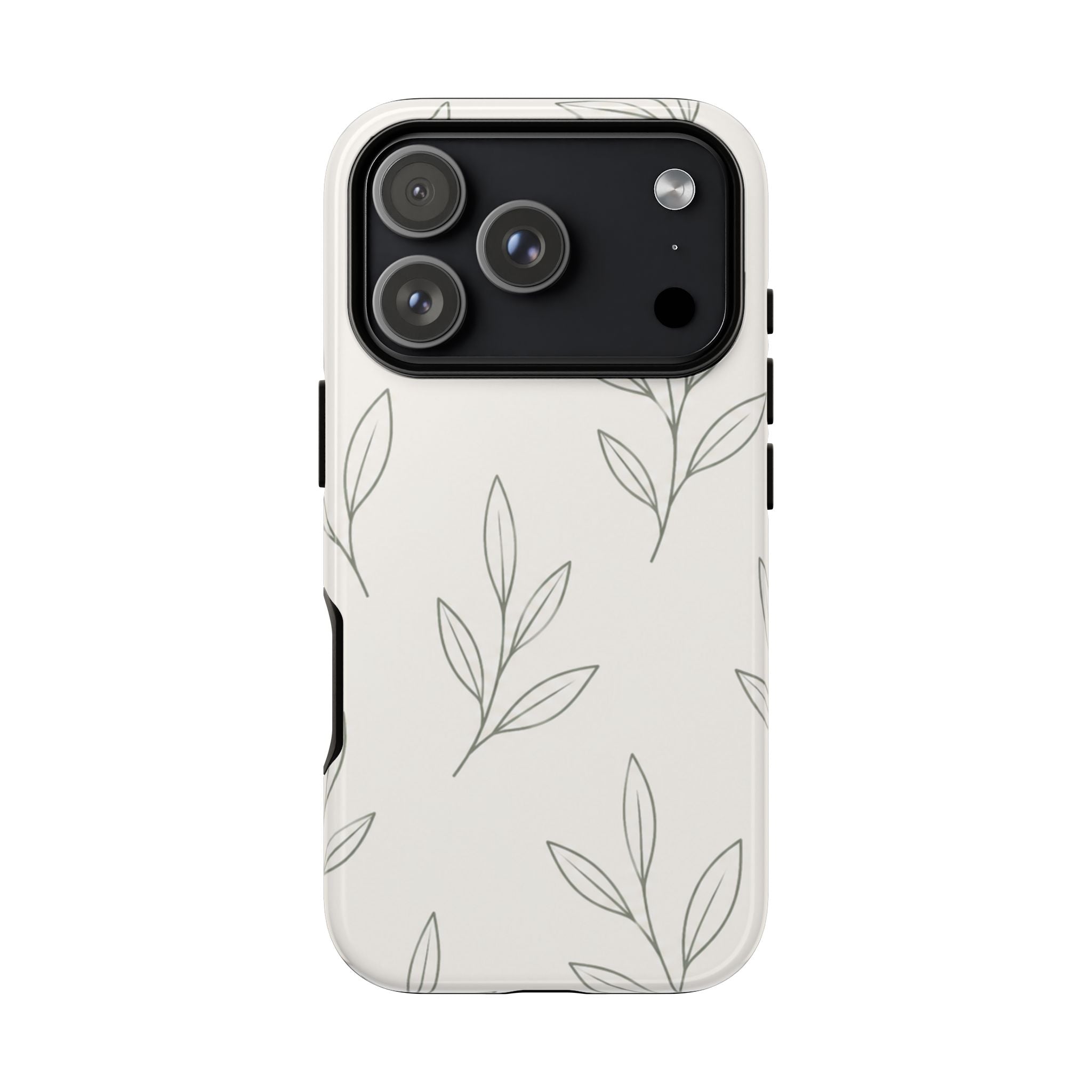 Floral Leaf Tough Phone Case — Minimal Botanical Protective Phone Cover