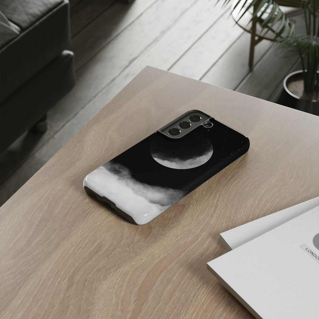 Moonlit Cloud Phone Case — Black Crescent Night Sky iPhone Cover