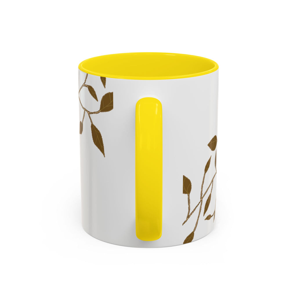 Botanical Accent Coffee Mug — Gold Leaf Branch Design (11/15oz)
