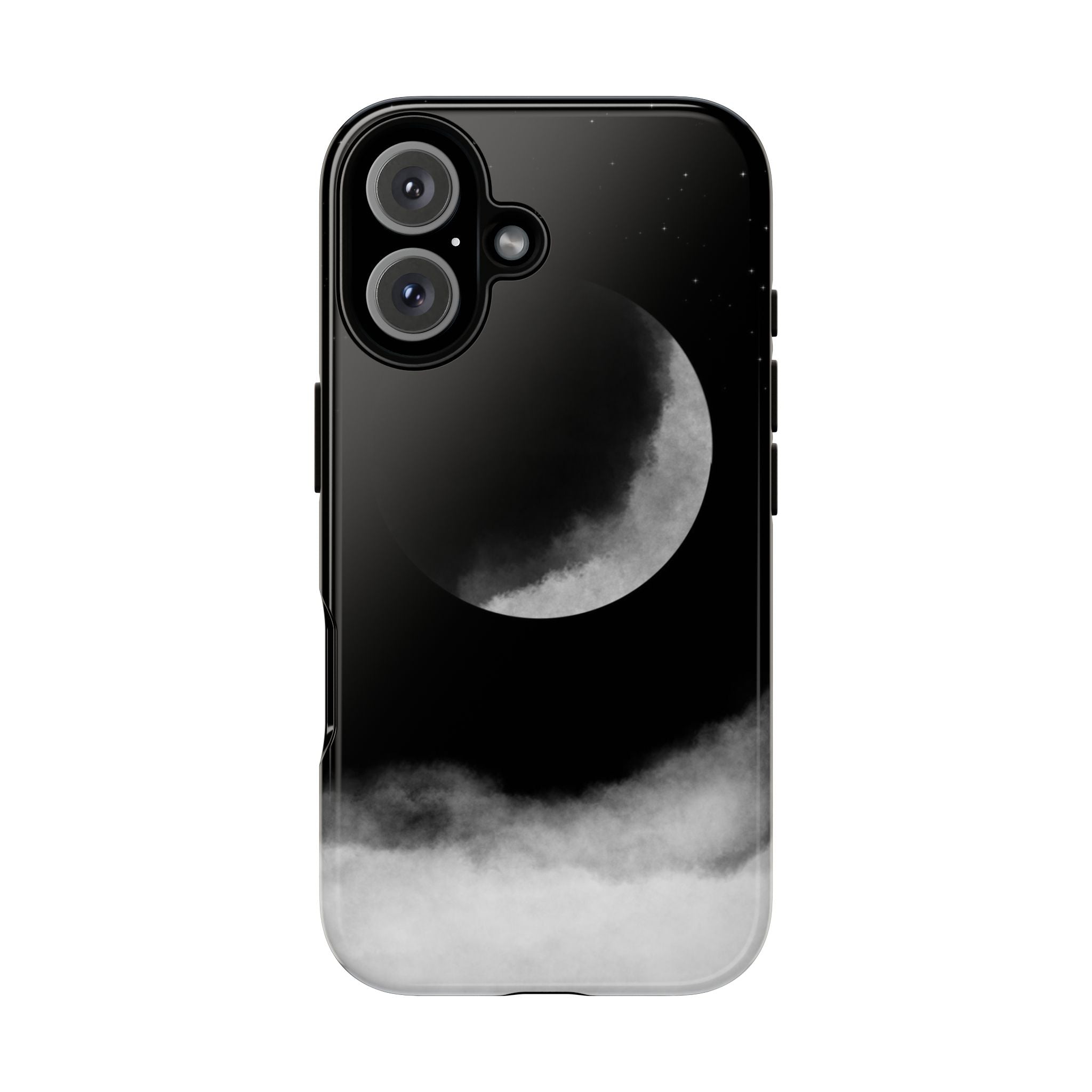 Moonlit Cloud Phone Case — Black Crescent Night Sky iPhone Cover