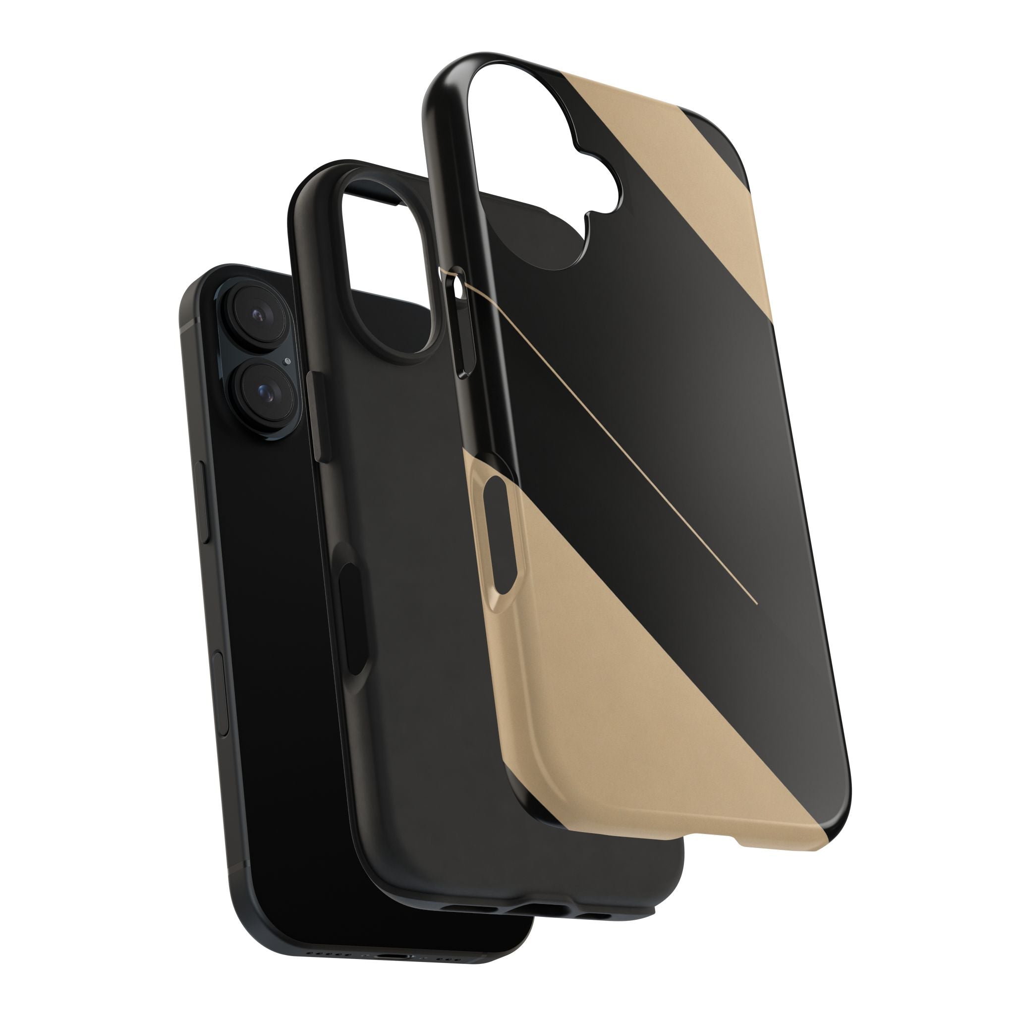 Tough Phone Case — Black & Gold Diagonal Minimalist Protective Cover
