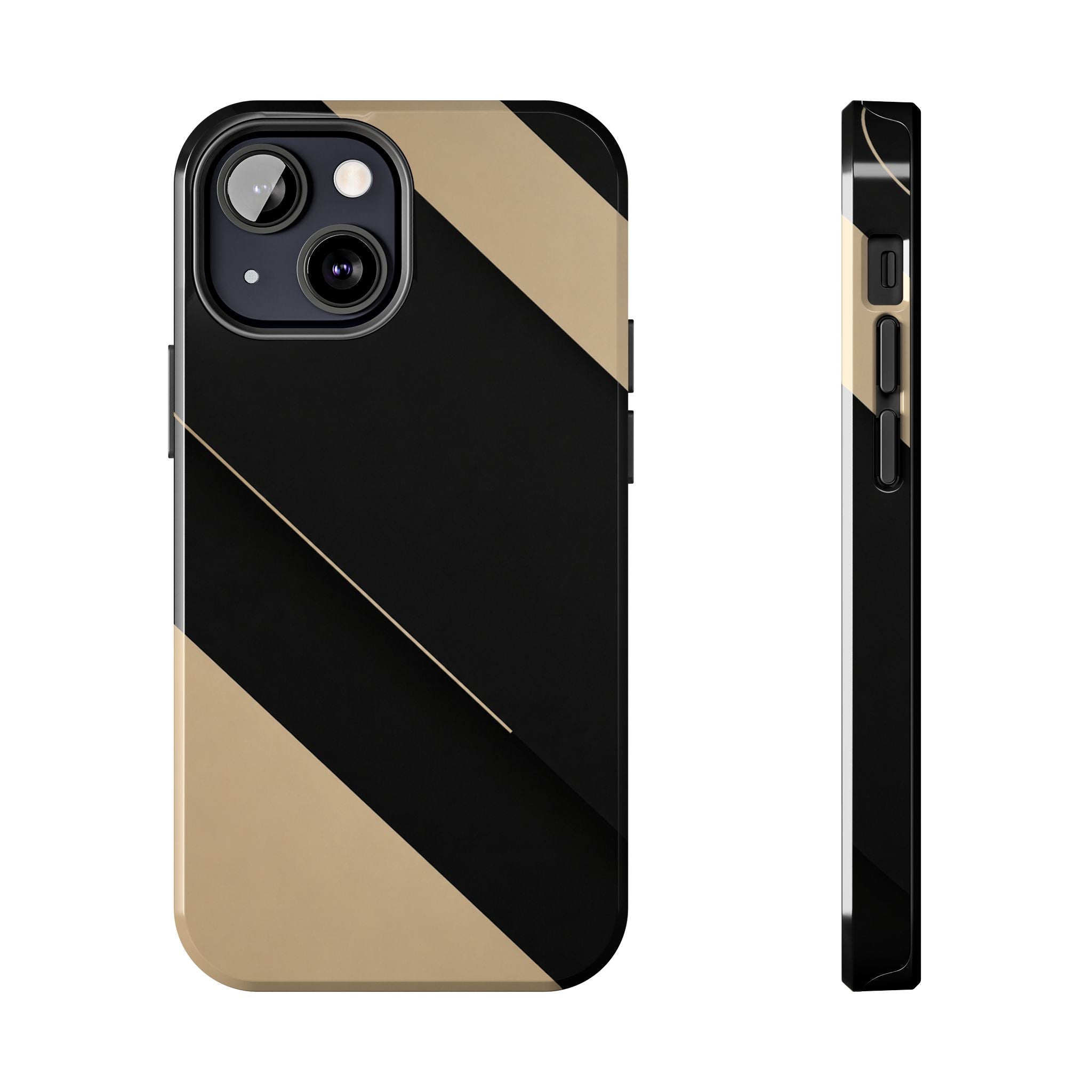 Tough Phone Case — Black & Gold Diagonal Minimalist Protective Cover