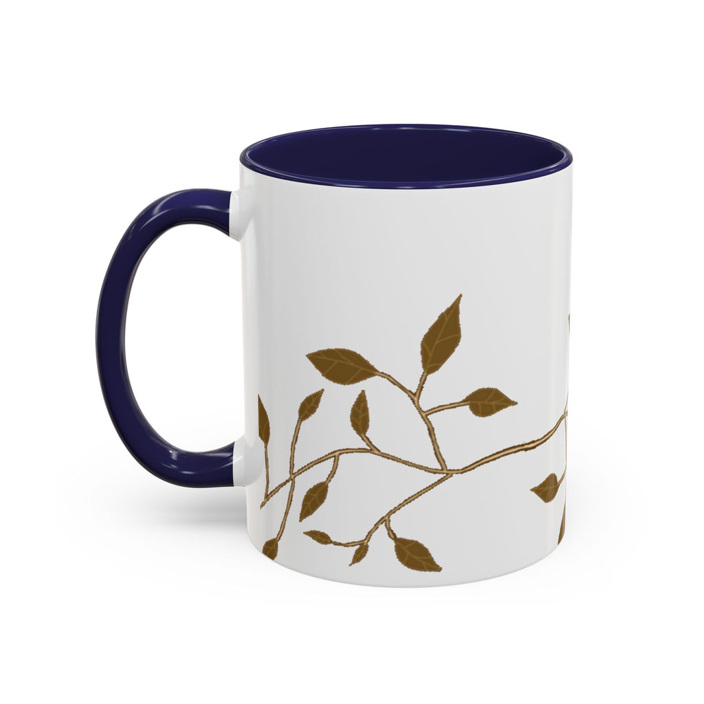 Botanical Accent Coffee Mug — Gold Leaf Branch Design (11/15oz)