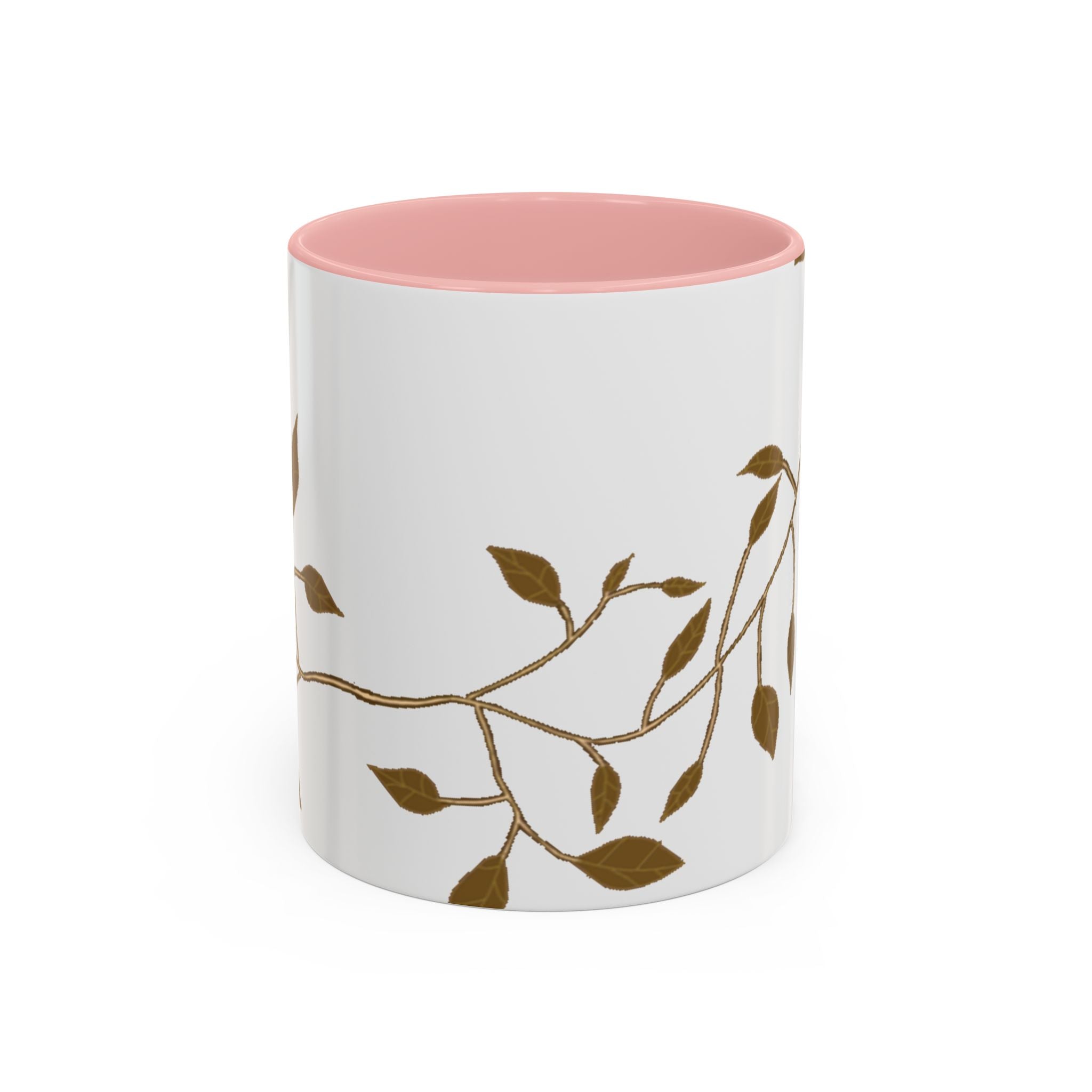 Botanical Accent Coffee Mug — Gold Leaf Branch Design (11/15oz)
