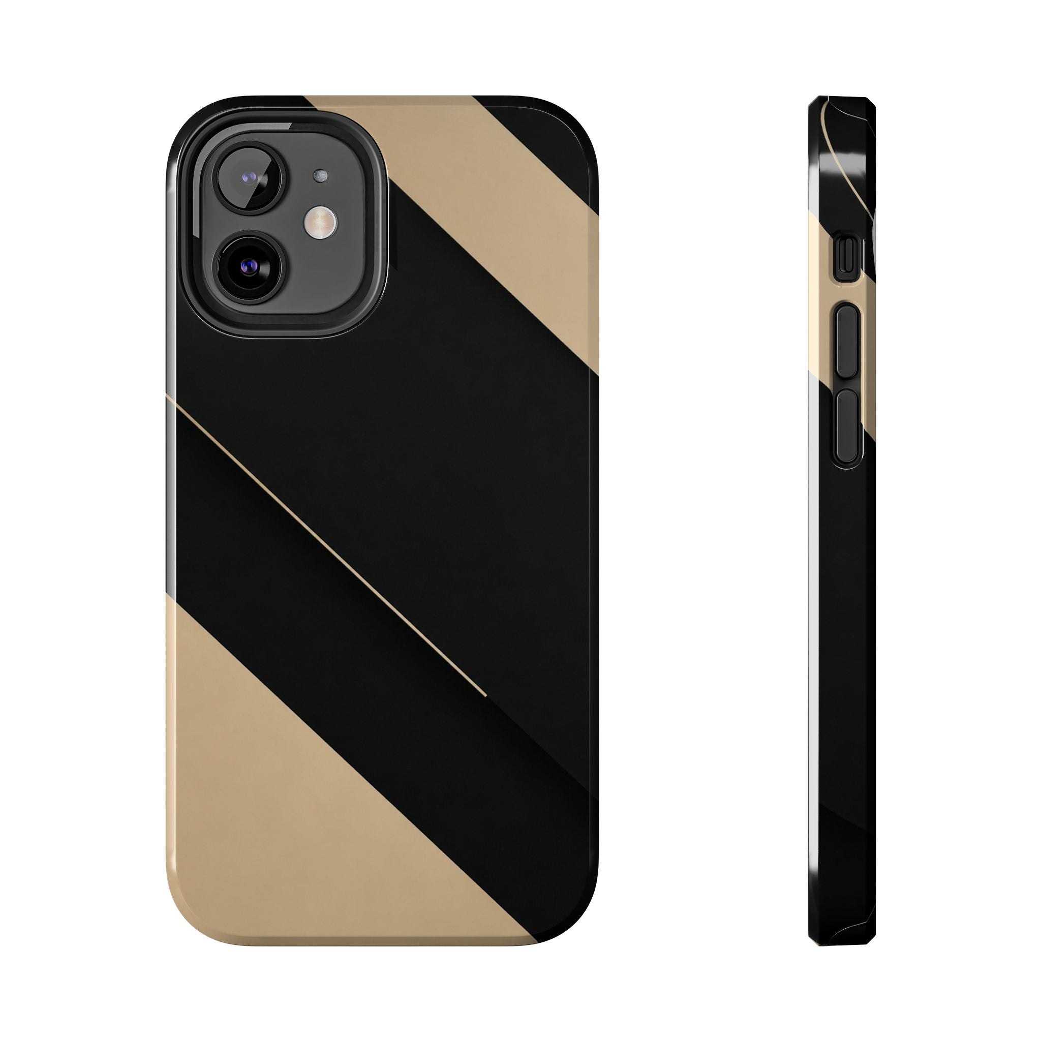 Tough Phone Case — Black & Gold Diagonal Minimalist Protective Cover