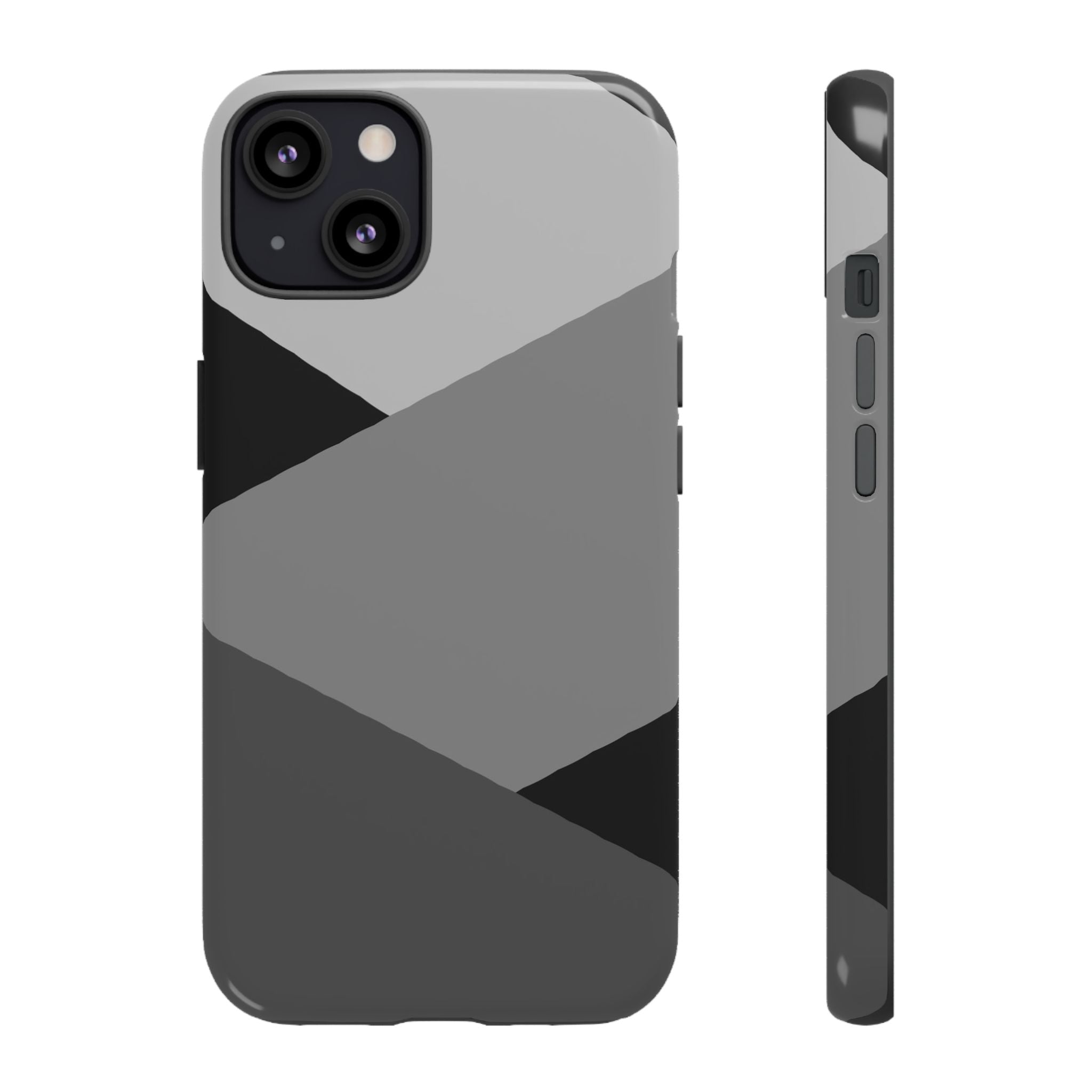 Geometric Gray Tough Phone Case — Protective iPhone Cover with Modern Minimalist Design