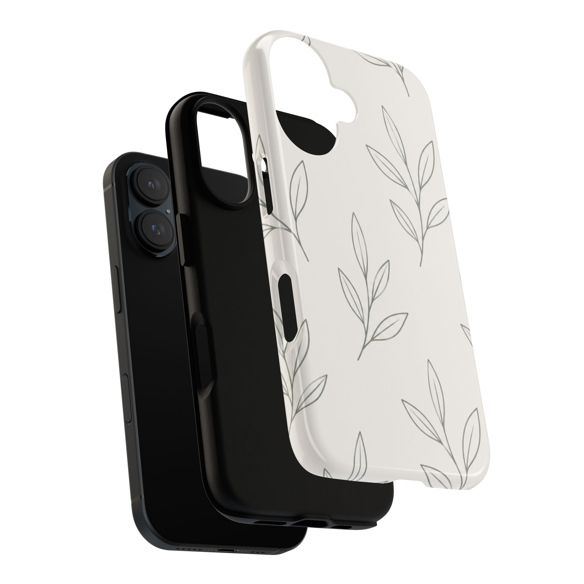 Floral Leaf Tough Phone Case — Minimal Botanical Protective Phone Cover