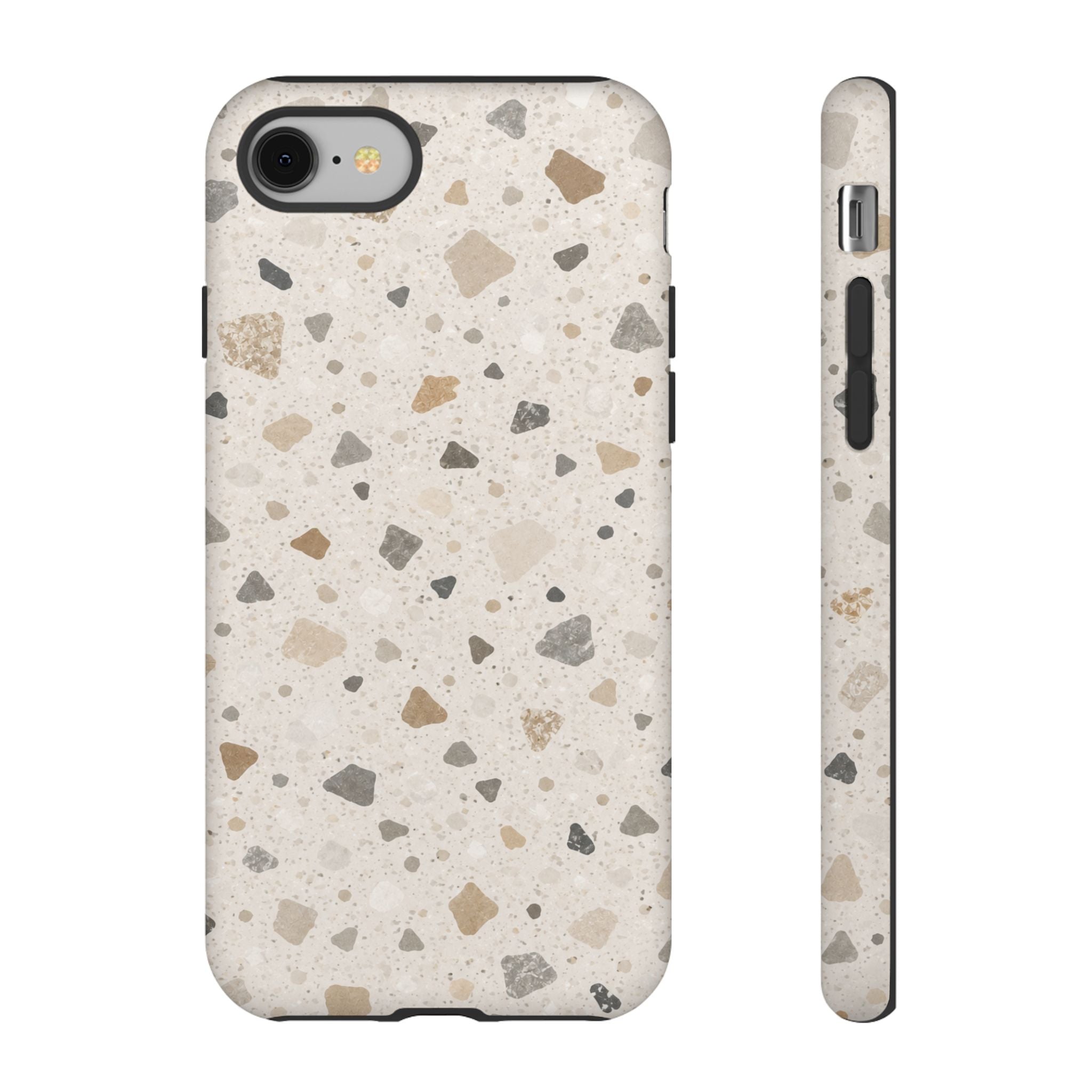 Terrazzo Pattern Tough Phone Case — Neutral Stone Speckle iPhone Cover