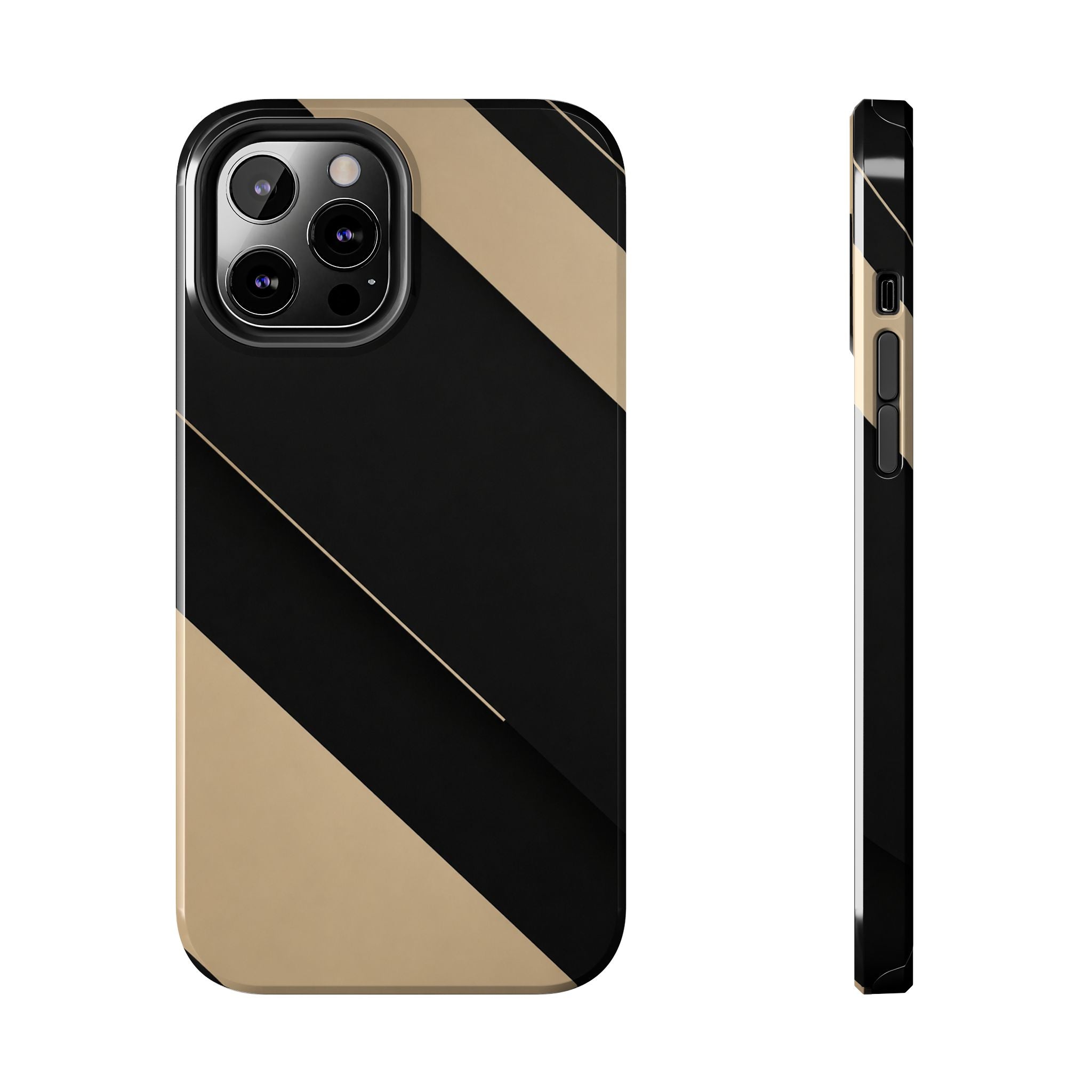 Tough Phone Case — Black & Gold Diagonal Minimalist Protective Cover