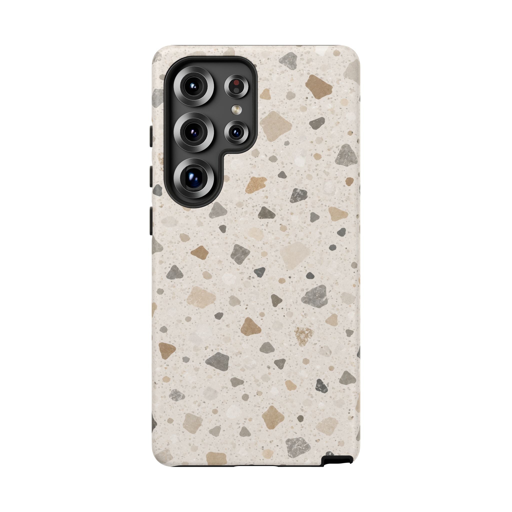 Terrazzo Pattern Tough Phone Case — Neutral Stone Speckle iPhone Cover