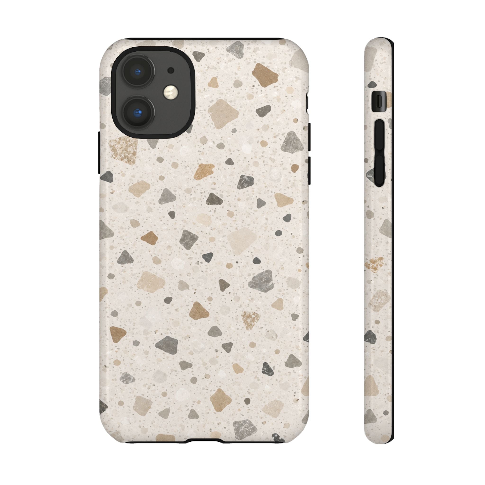 Terrazzo Pattern Tough Phone Case — Neutral Stone Speckle iPhone Cover