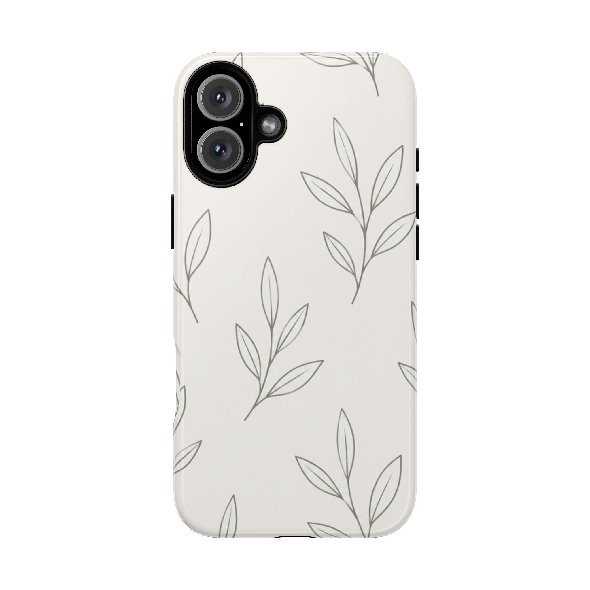 Floral Leaf Tough Phone Case — Minimal Botanical Protective Phone Cover
